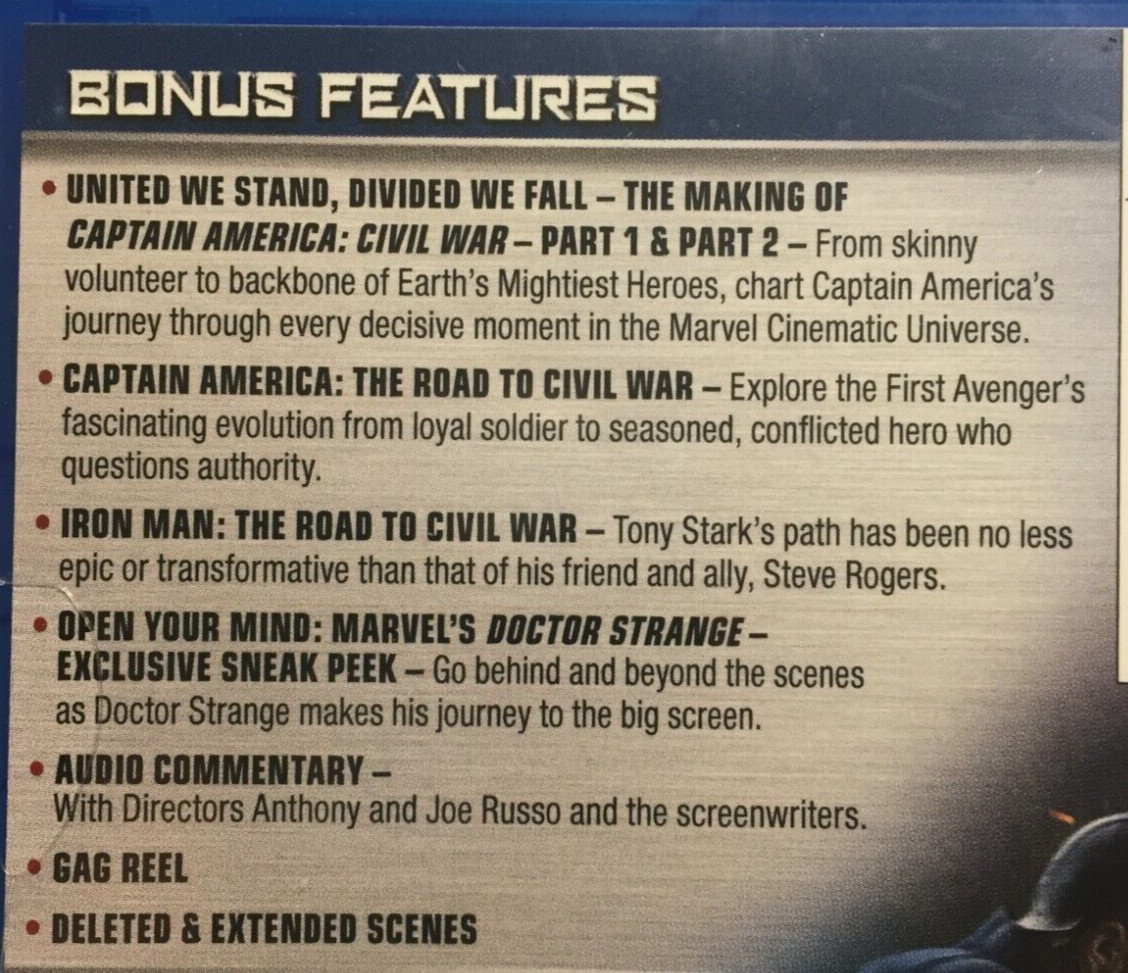 MARVEL’s Captain America: Civil War (Blu-ray,2016) Robert Downey Jr.,BRAND NEW!