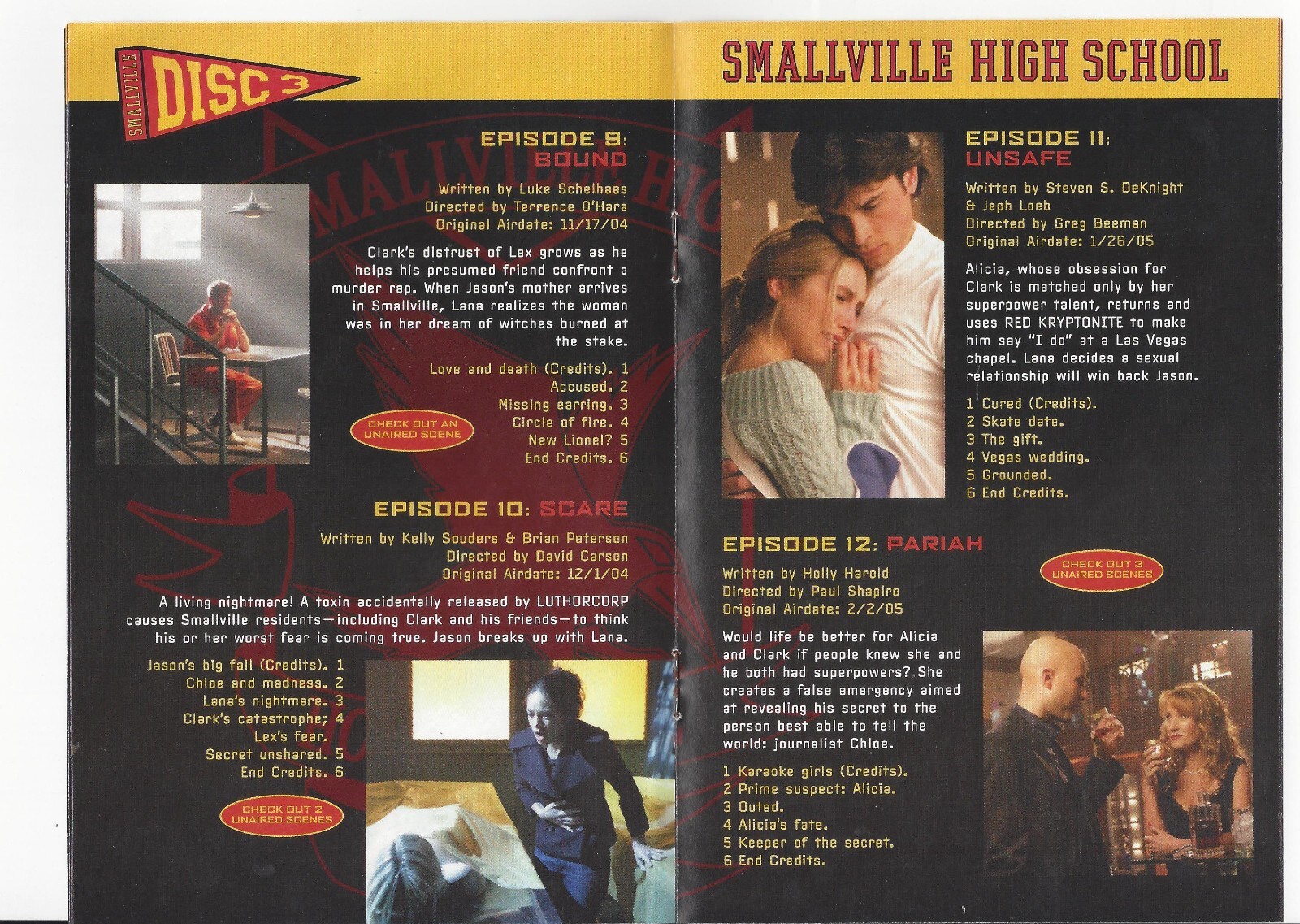 Smallville Fourth Season 4 DVD Episode Guide From DVD Set Great Shape!