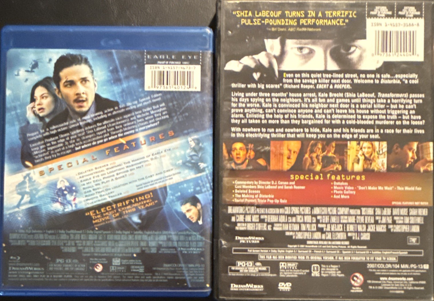 Eagle Eye Blu-Ray/Disturbia DVD Full Screen PG-13 2007 104 min Shia LaBeouf