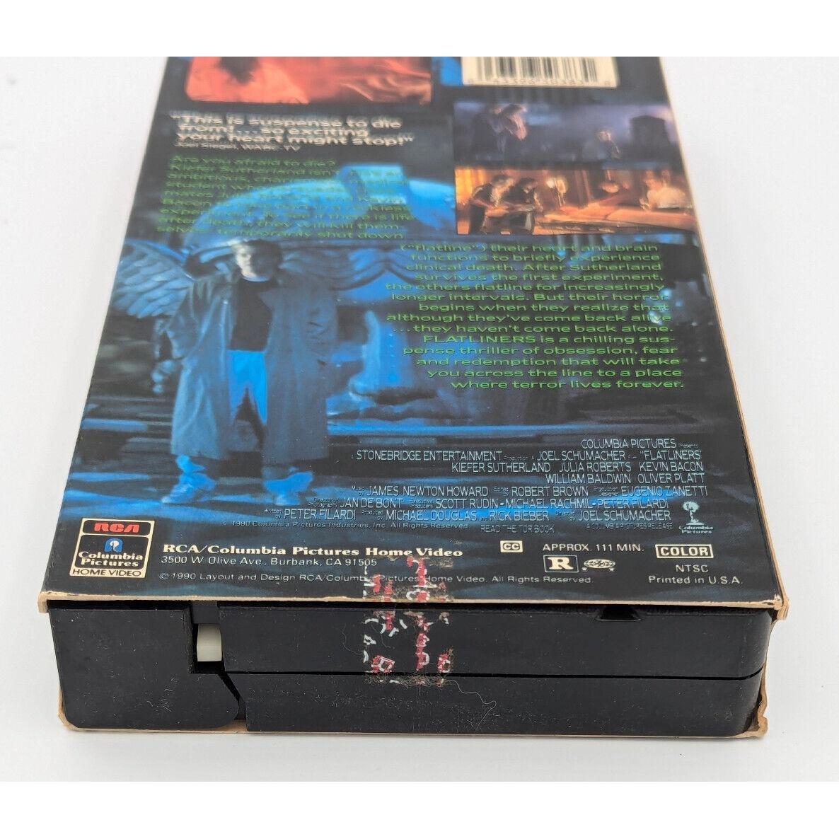 Flatliners (1990) VHS – Kevin Bacon Kiefer Sutherland Oliver Platt – WORKS!
