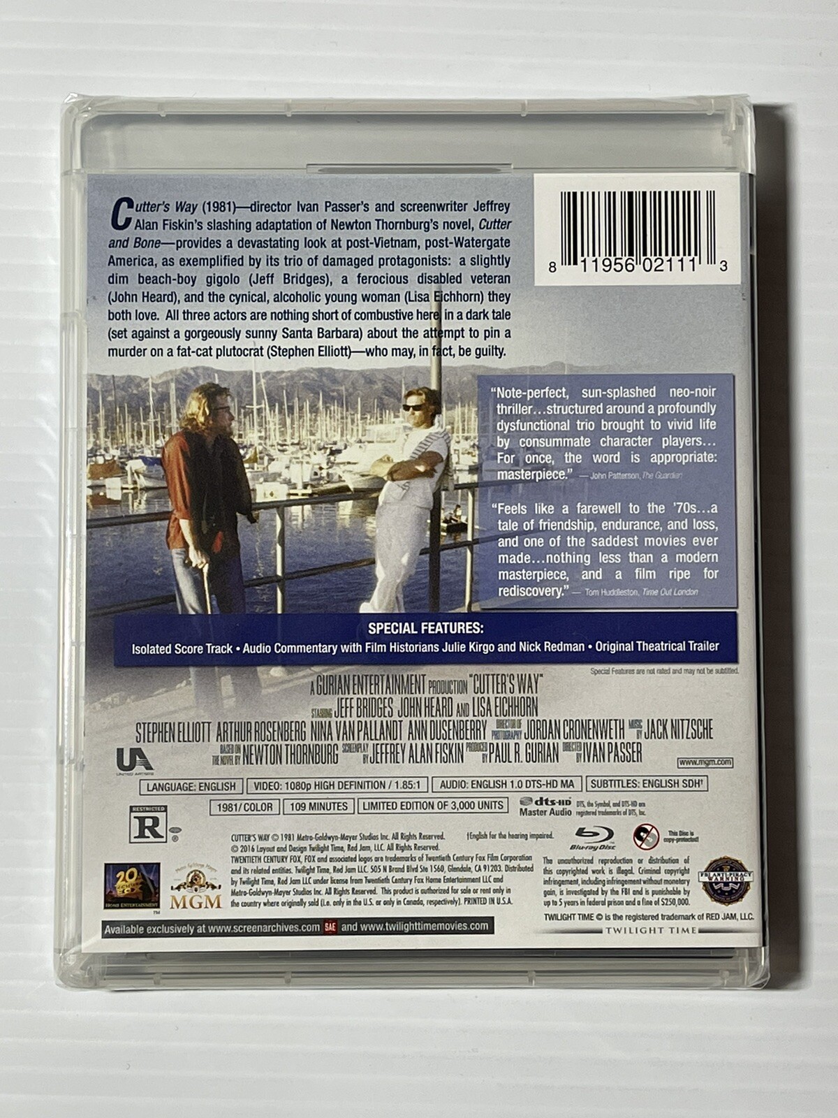 Cutter’s Way Blu-ray Twilight Time Limited Edition – Jeff Bridges Brand New OOP