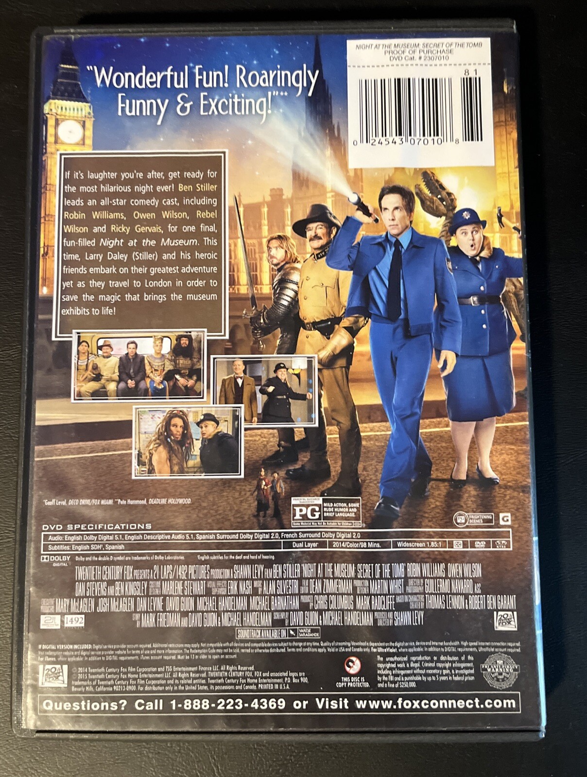 Night At the Museum: Secret of the Tomb (DVD,2014)- Very Good Condition