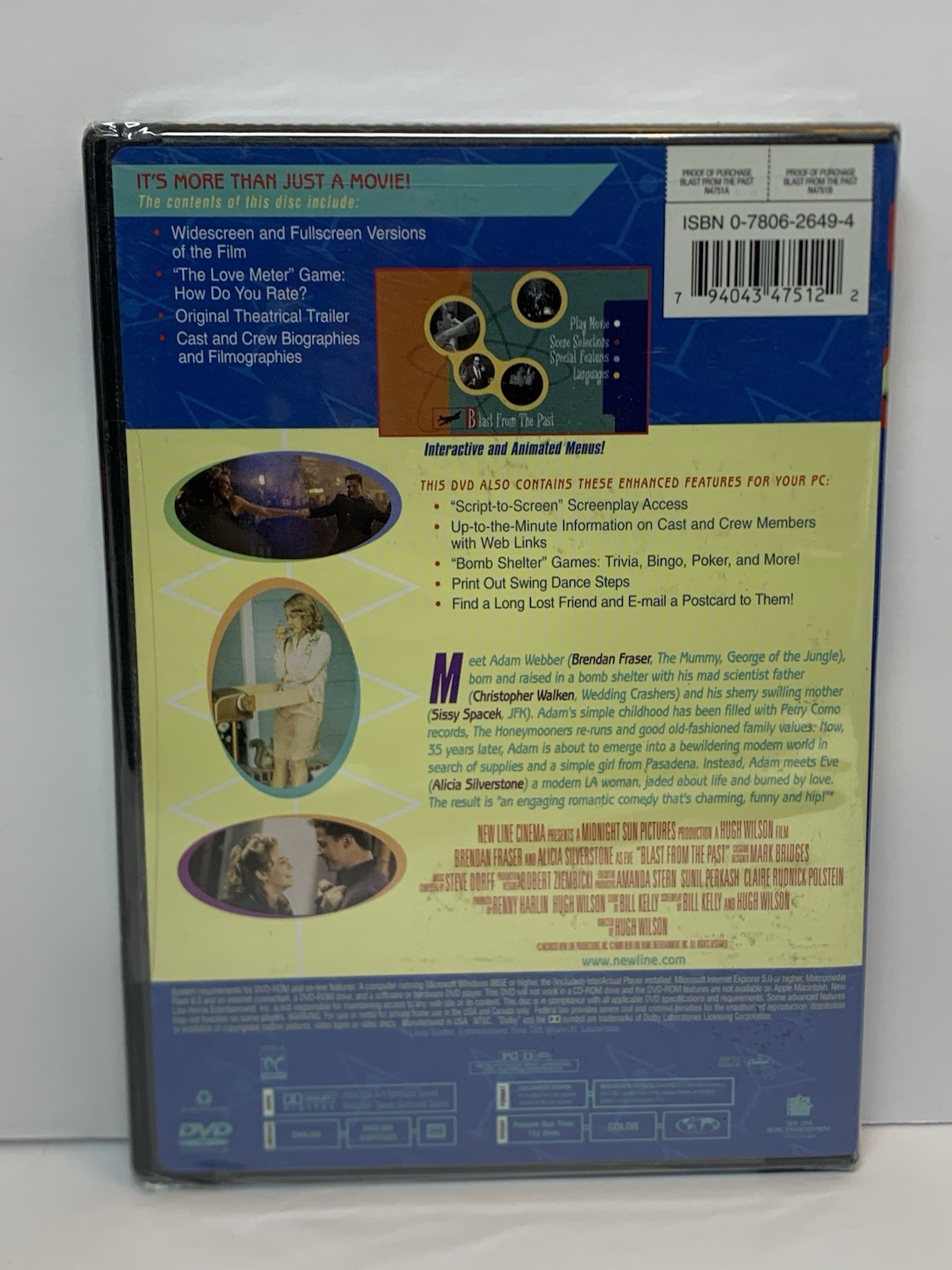Blast From the Past DVD 1999 Brendan Fraser Alicia Silverstone Sissy Spacek NEW