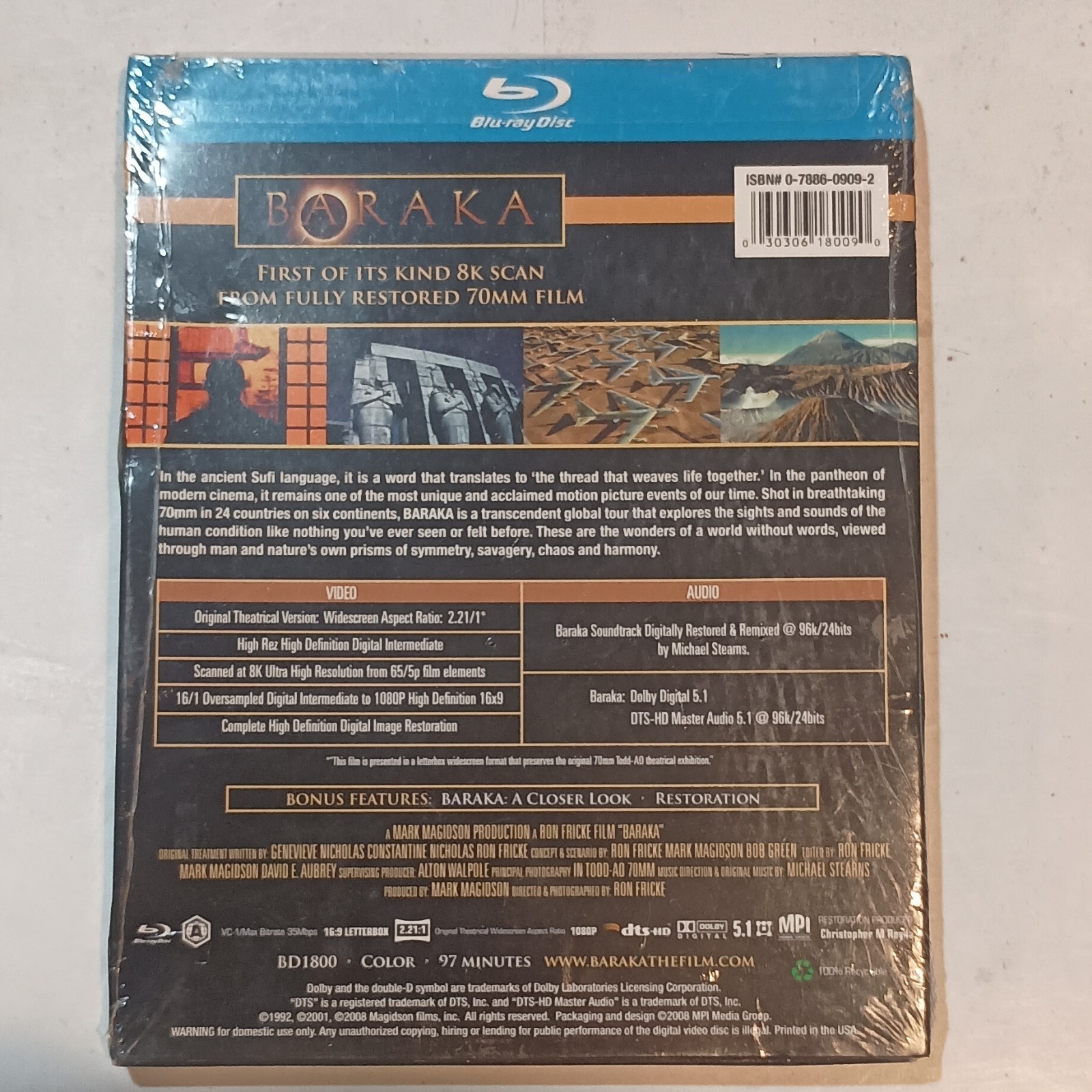 MPI Baraka Blu-ray 1993 Documentary Ron Fricke Michael Stearns 97 min