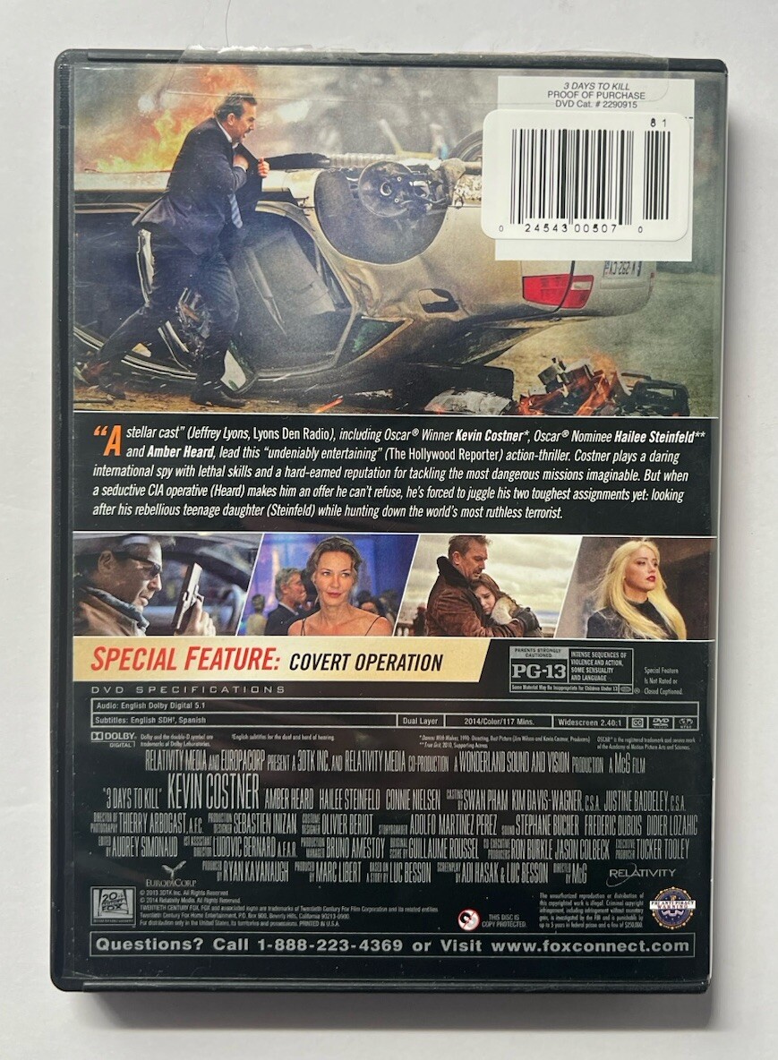 3 Days to Kill (DVD, 2014) – Good