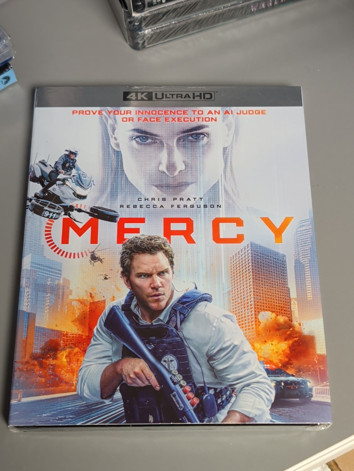 BRAND NEW *MERCY* CHRIS PRATT 4K ULTRA HD BLU-RAY W/SLIPCOVER