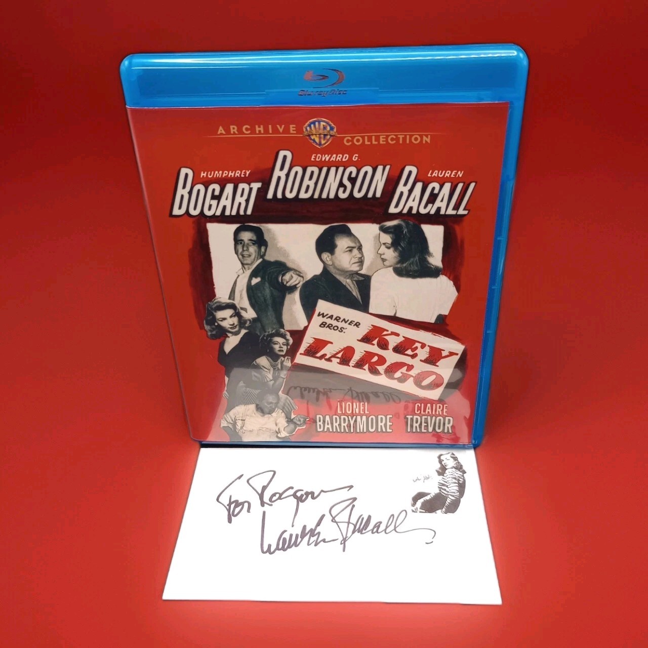 Key Largo (1948) Blu-ray + Lauren Bacall Autograph • Bogart, Edward G. Robinson