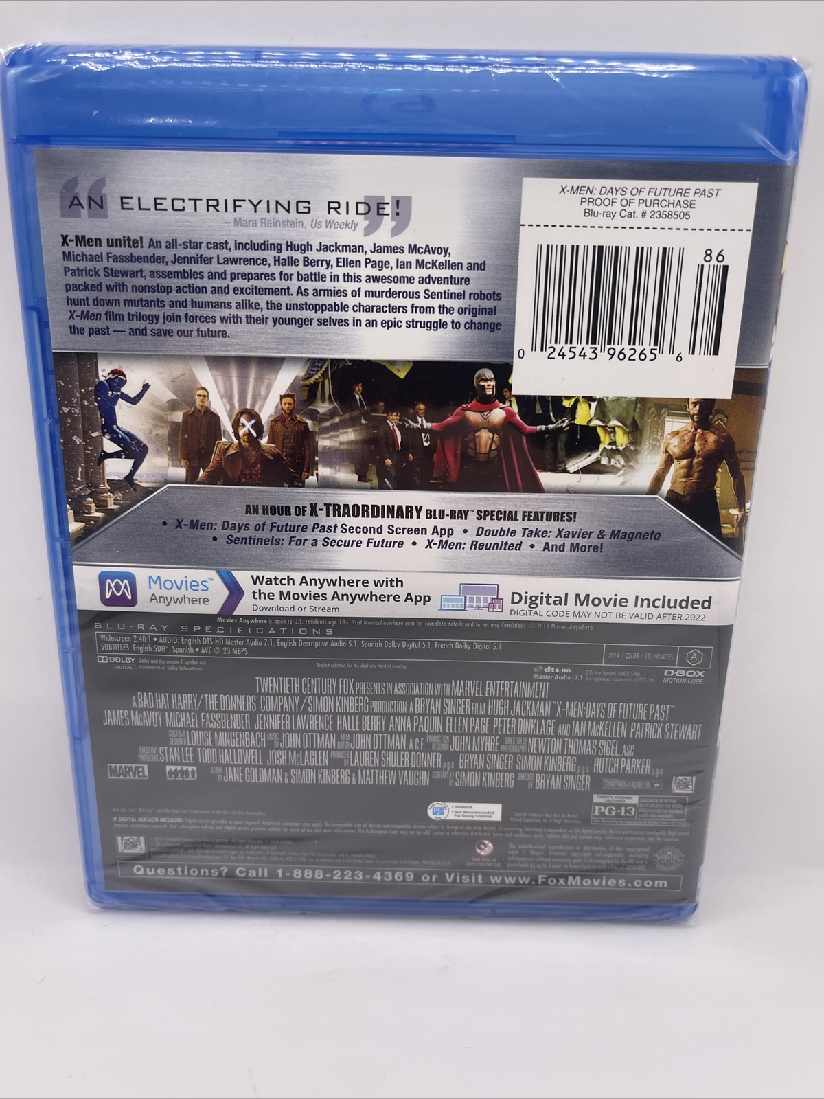X-MEN Days of Future Past BLU-RAY, No DIGITAL Wolverine RAVEN Professor X NEW