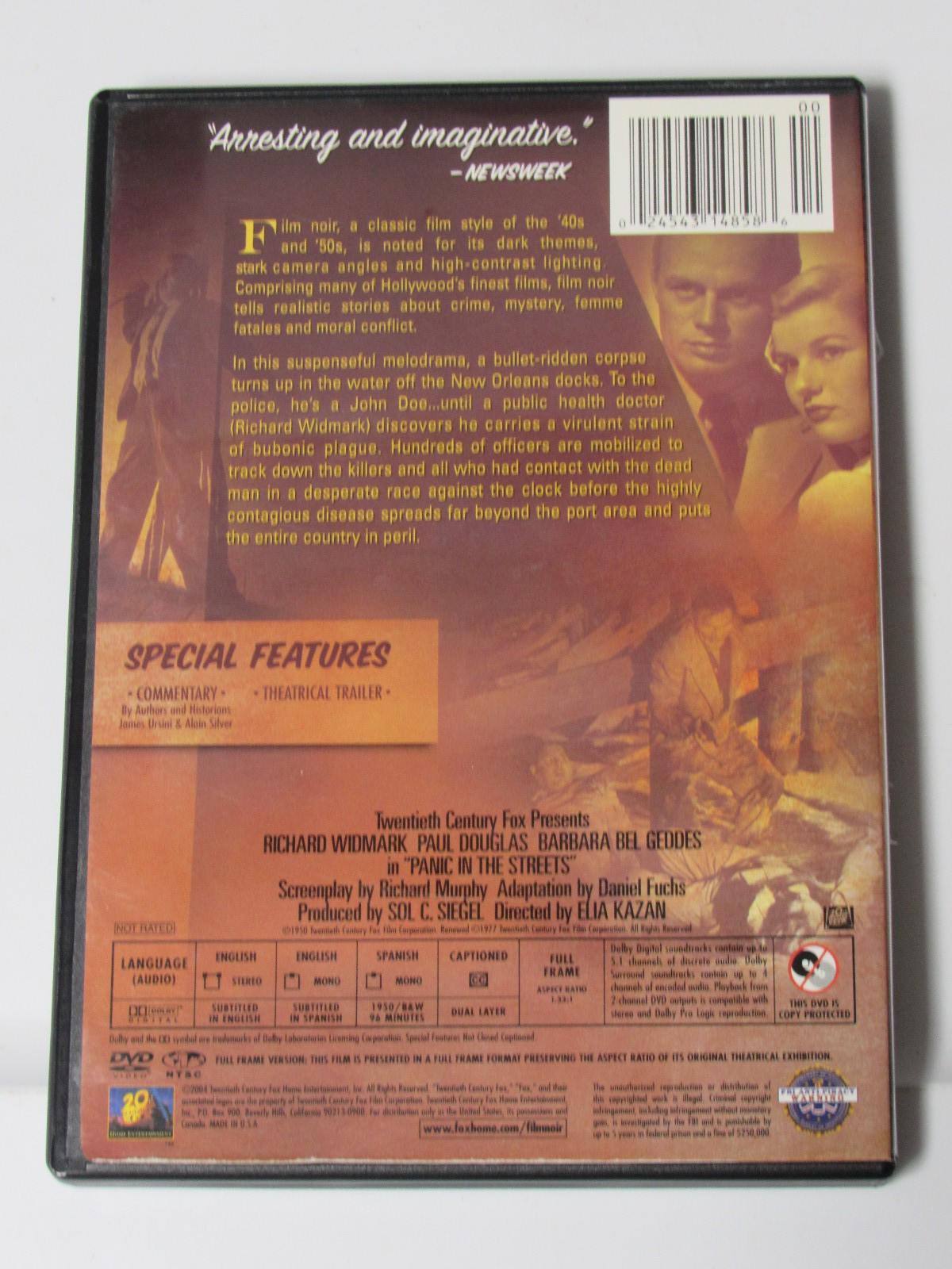 Panic in the Streets, B&W, 1950 (DVD) Paul Douglas, Barbara Bel Geddes + FREE