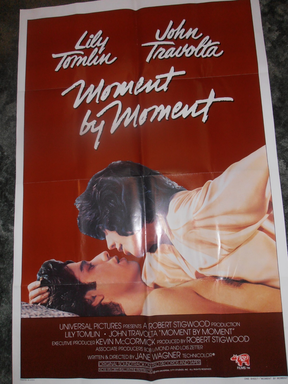 MOMENT BY MOMENT ORIGINAL USA ONE SHEET ORIGINAL FOLDED VG+ 1978 JOHN TRAVOLTA