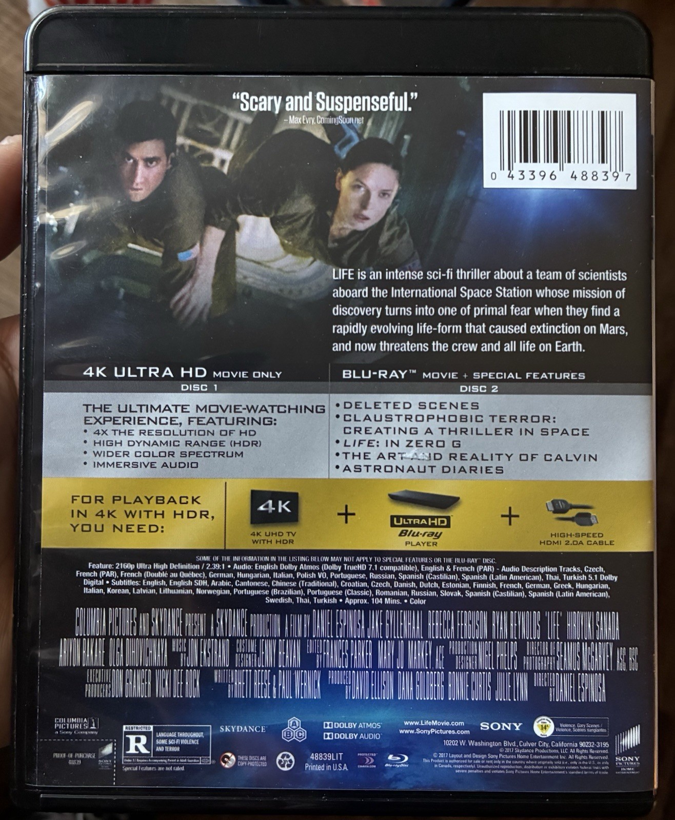 HTF OOP Life 4k Ultra HD+Blu-ray Jake Gyllenhaal No Slipcover