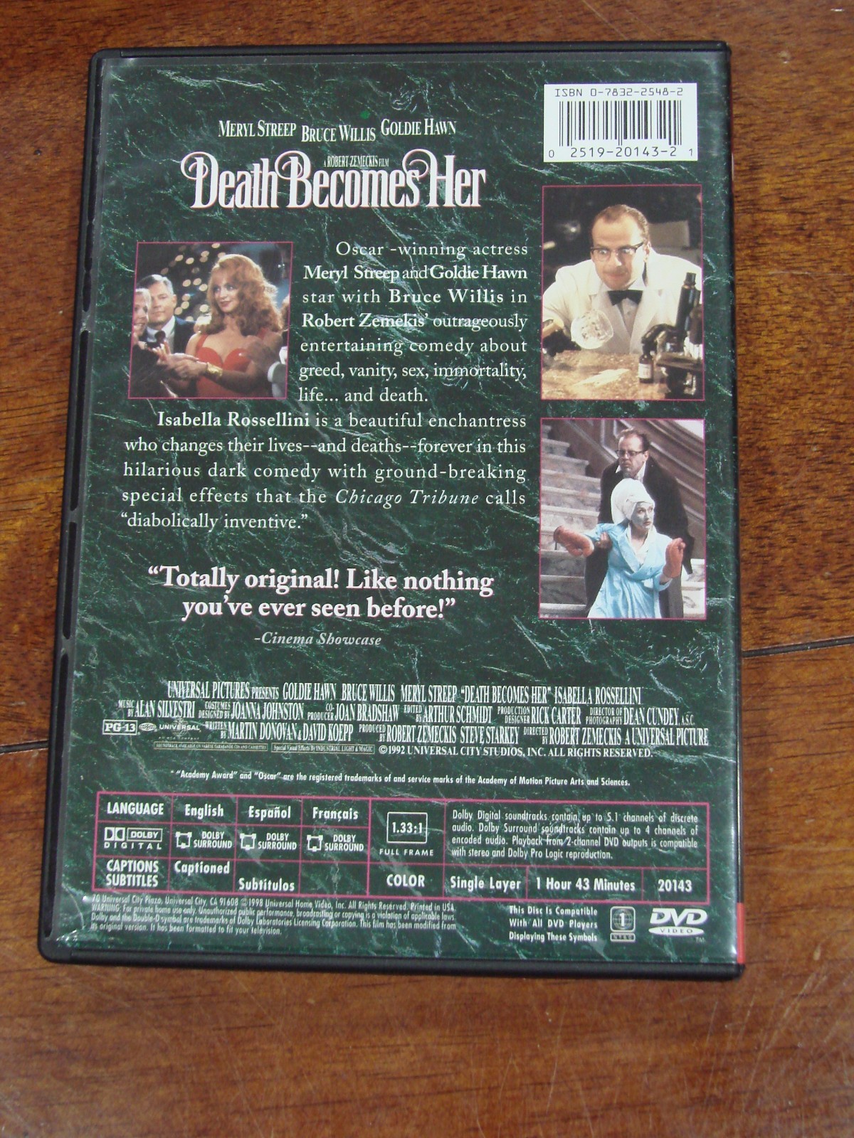 Death Becomes Her DVD 1992 Meryl Streep Bruce Willis Goldie Hawn