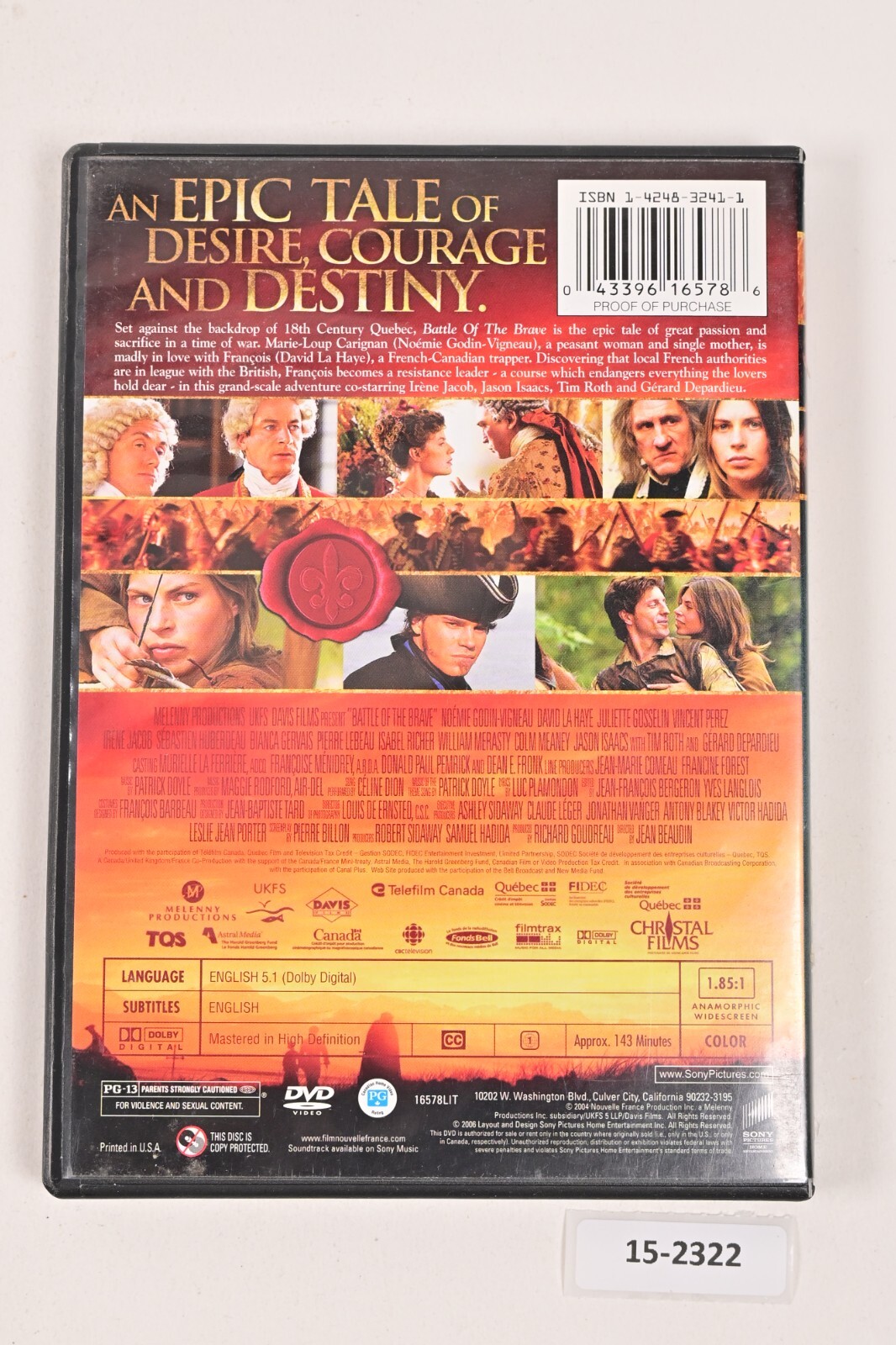 Battle Of The Brave DVD Video Tim Roth 143 Minutes 2004 – USED, VERY GOOD
