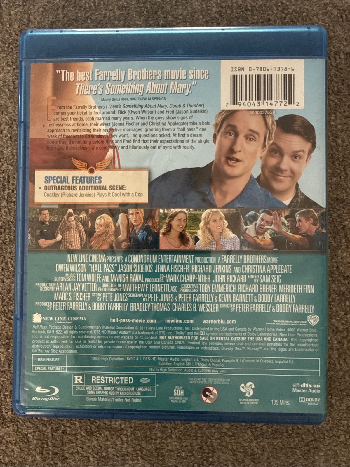 Hall Pass Blu Ray 2011 Owen Wilson Jason Sudekis Farrelly Brothers Free Ship