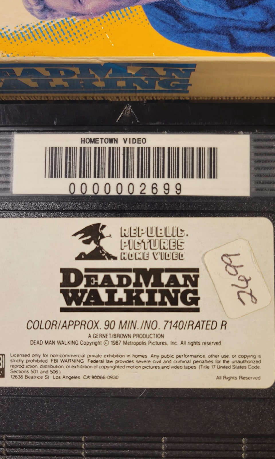 Dead Man Walking VHS 1988 Republic Pictures Wings Hauser Jeffrey Combs Rare