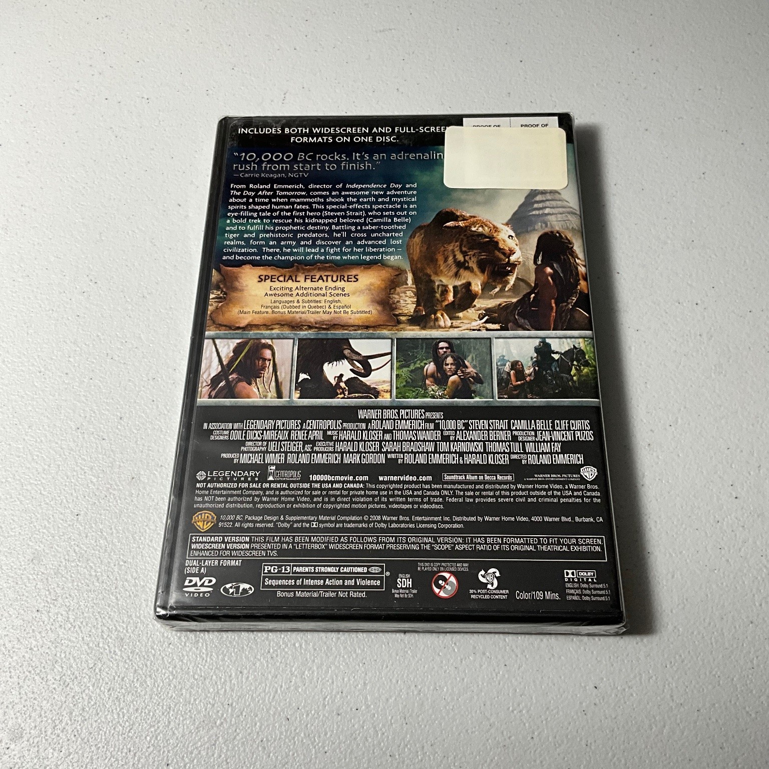 10,000 BC DVD 2008 Roland Emmerich Widescreen Full Screen Action Adventure