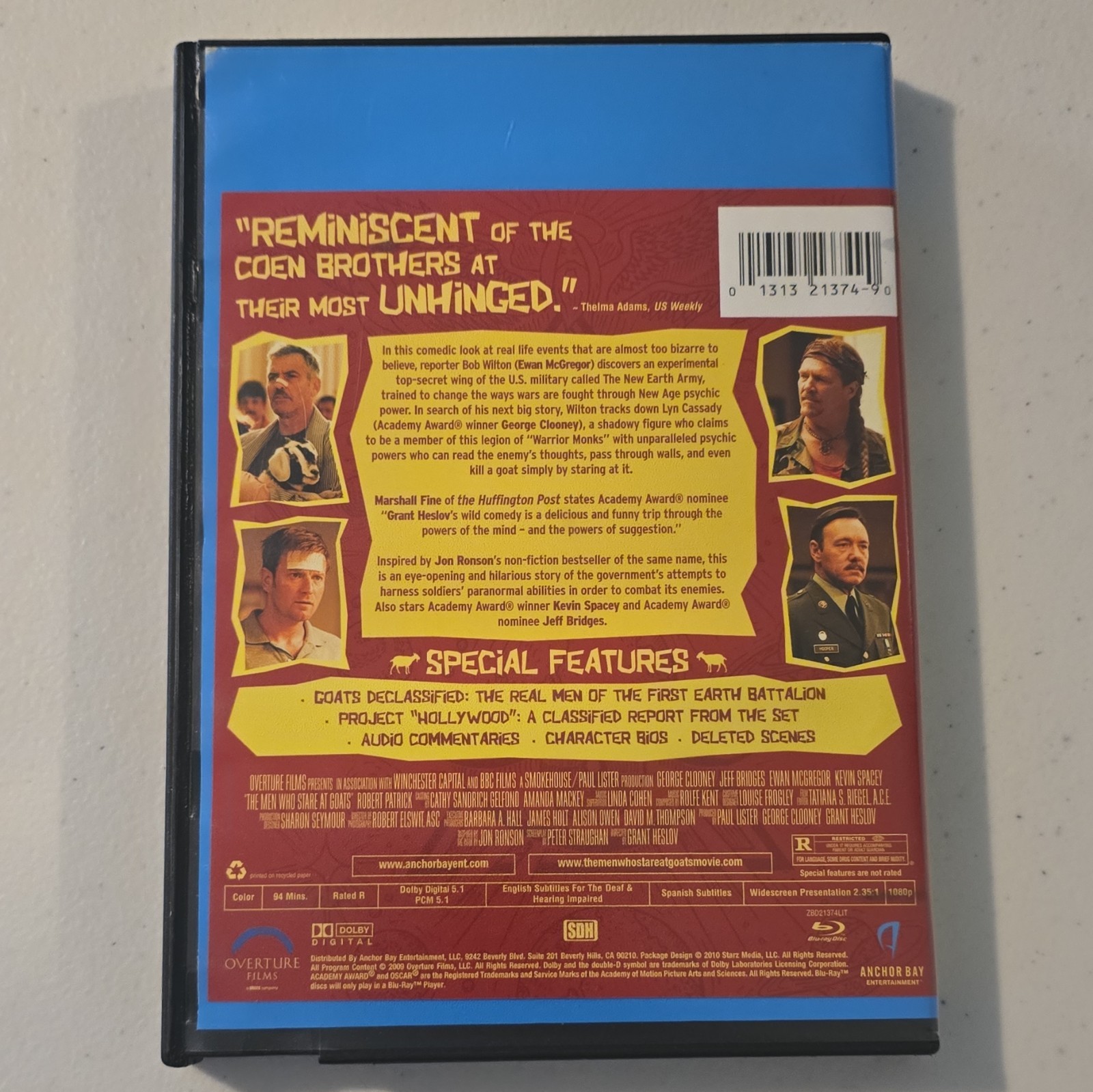 Anchor Bay The Men Who Stare at Goats Blu-ray Clooney R 94 min Subtitles