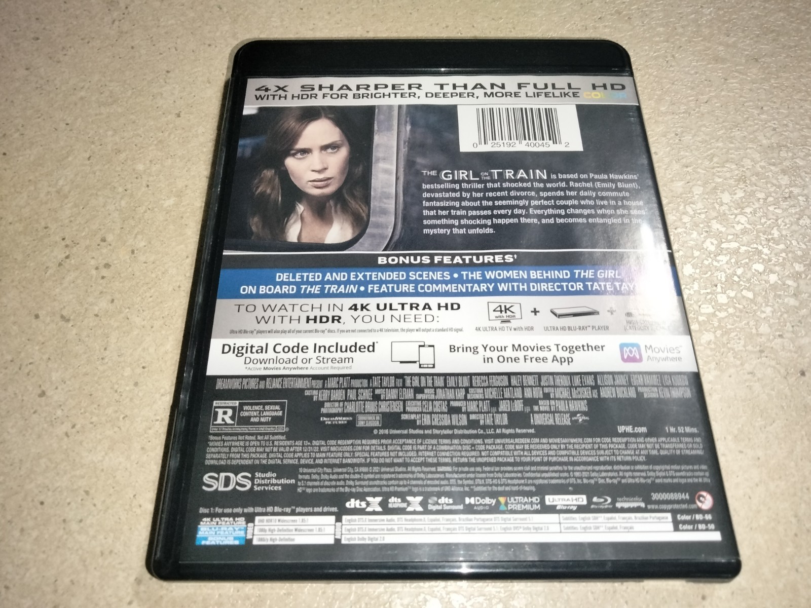 The Girl on the Train (4K Ultra HD, 2016) Emily Blunt Thriller Mystery