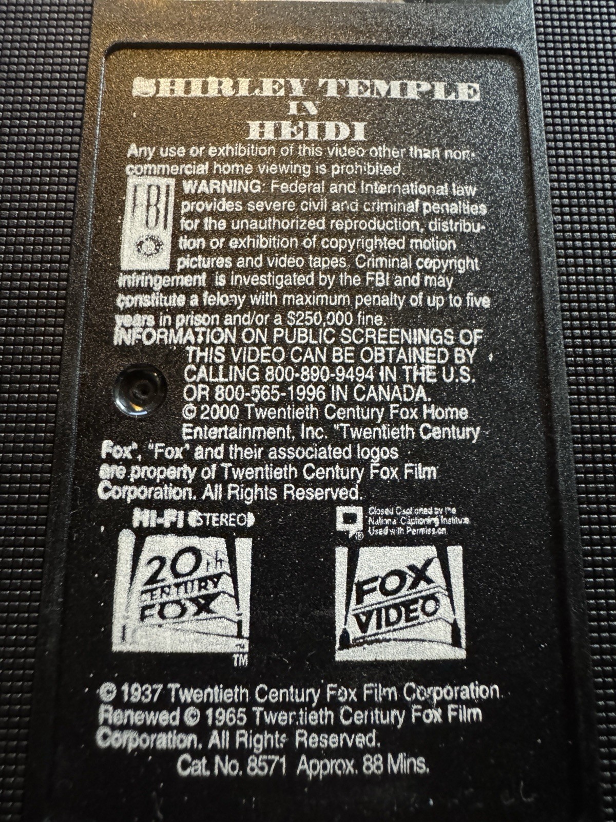 Family Feature: Heidi (VHS, 1937) Shirley Temple