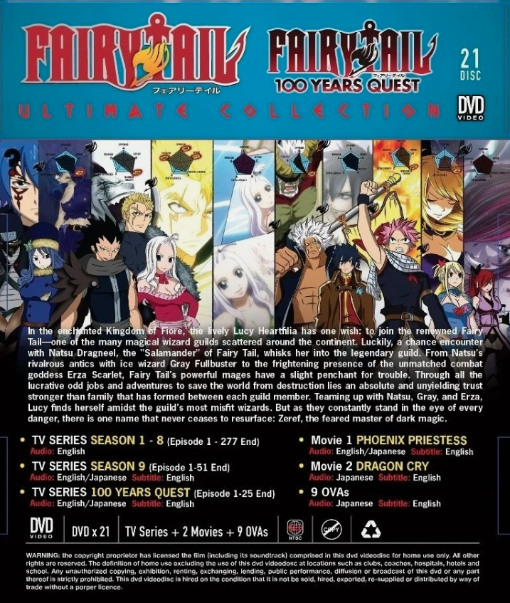 Fairy Tail Ultimate Collection (Season 1-9 + 2 Movies + 9 OVA) Anime Boxset DVD