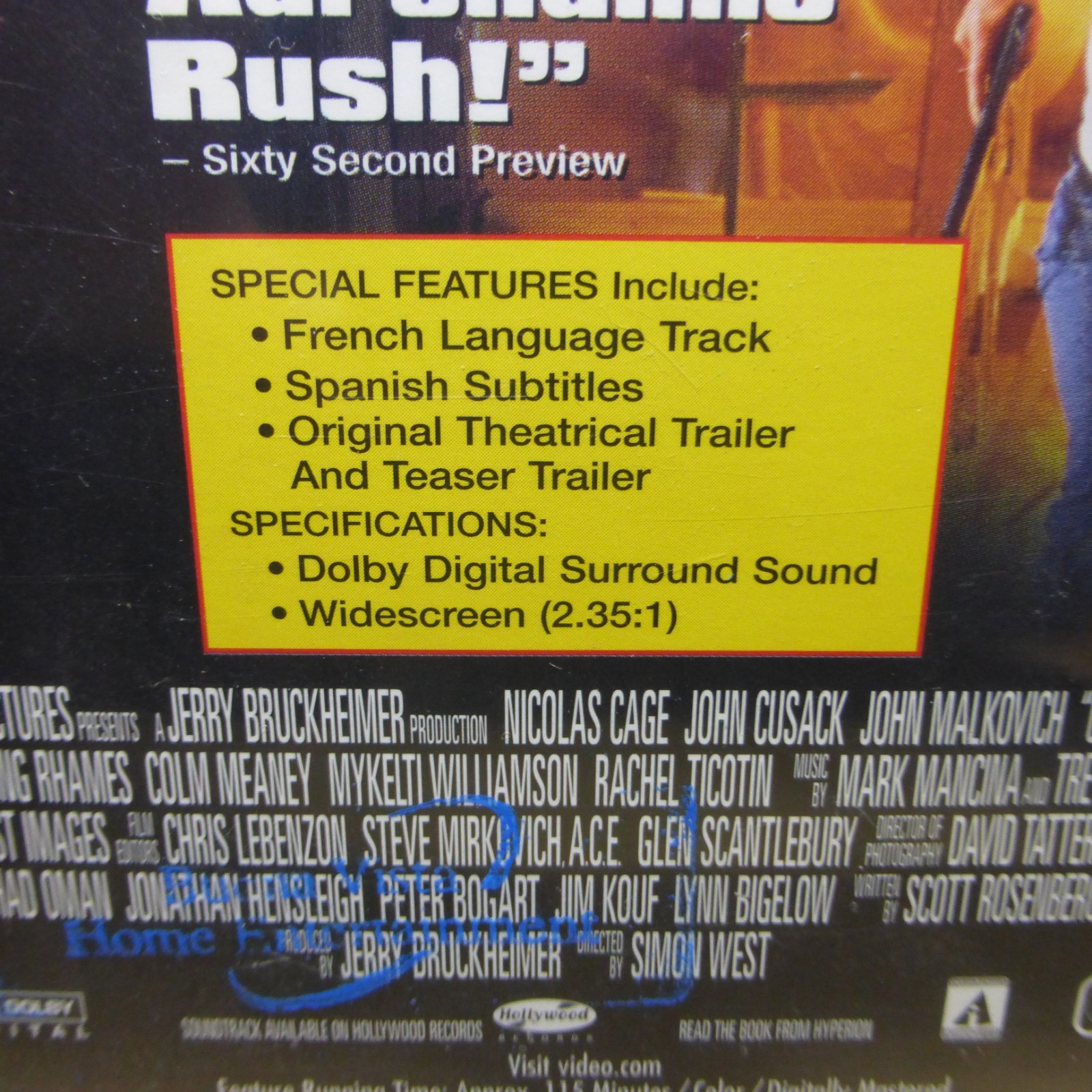 Con Air (DVD, 1997) Nicolas Cage John Cusack John Malkovich New Factory Sealed