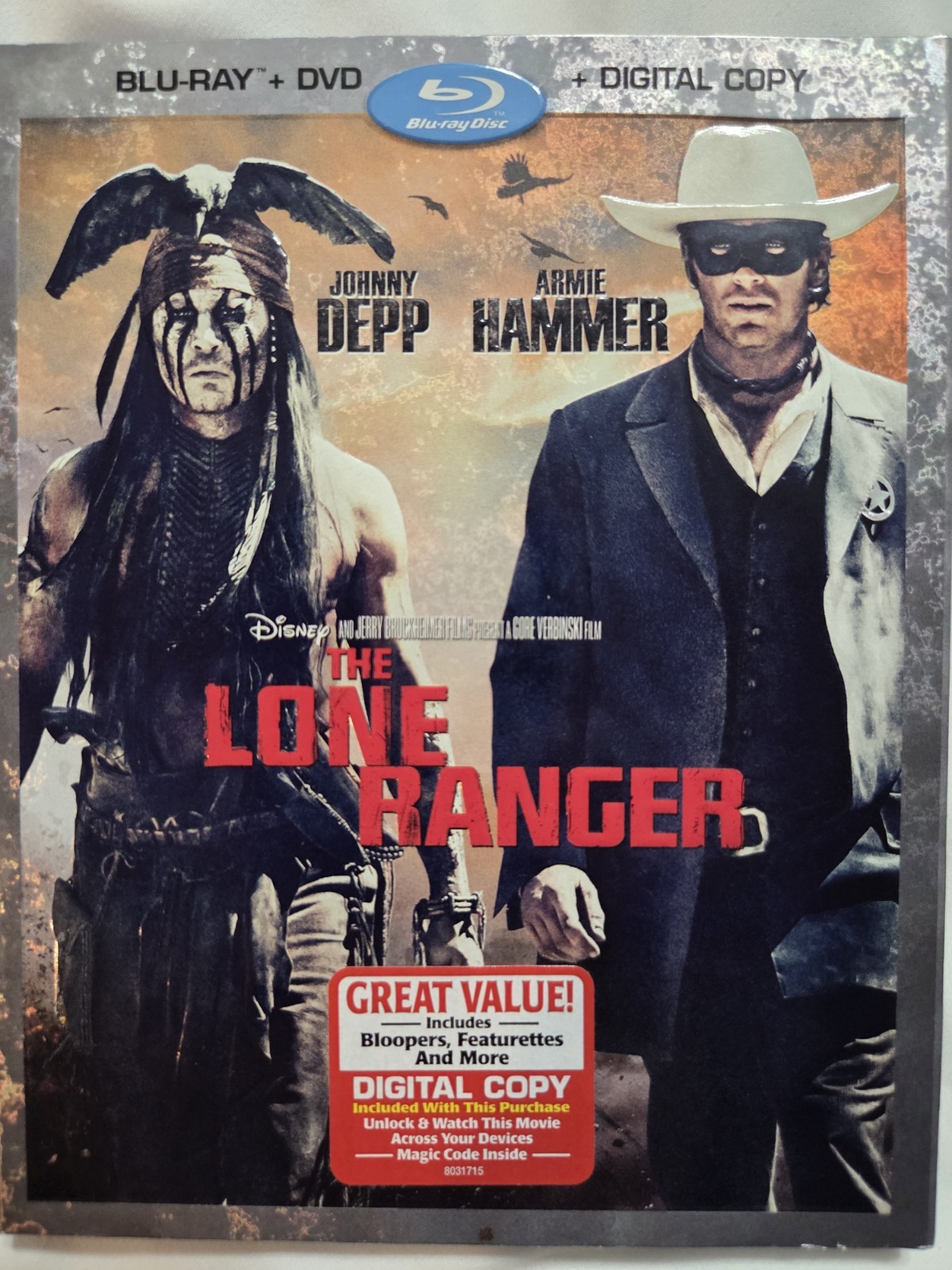 The Lone Ranger (Blu-ray, 2013) starring Johnny Depp, Helena Bonham Carter