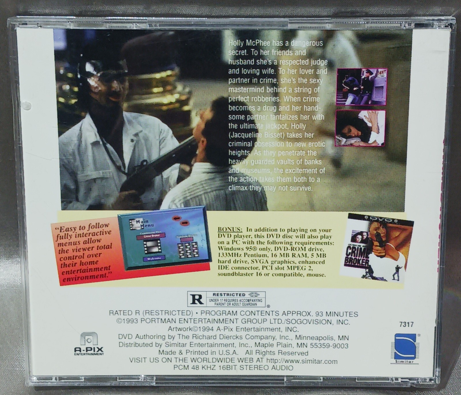 CRIME BROKER: Pre-Owned DIgital Video Disc in Standard Jewel Case 1994