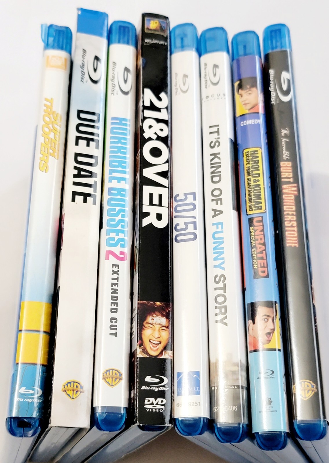 Comedy Blu-ray – Lot Super Troopers, 21 & Over, Harold & Kumar, 50/50, Due Date