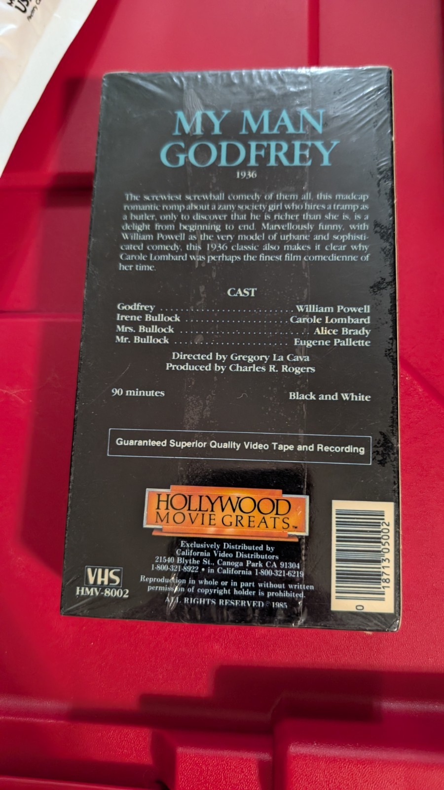 Hollywood Movie Greats My Man Godfrey (VHS)
