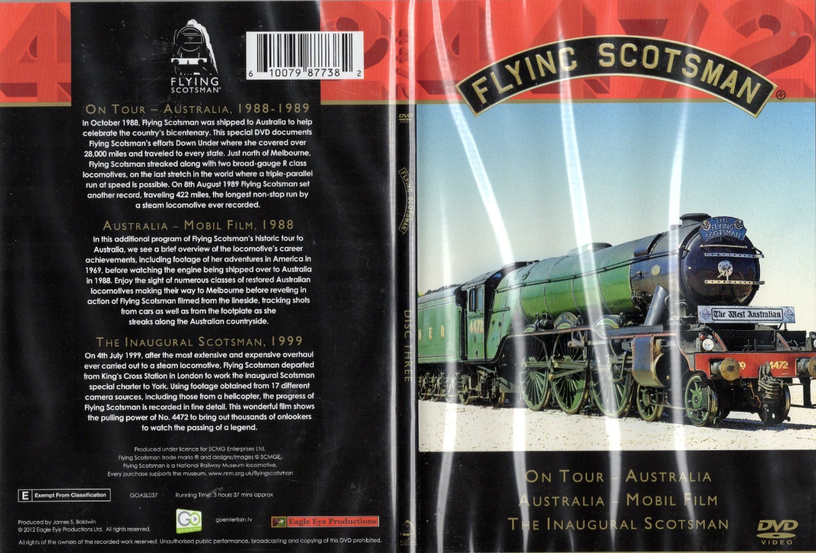 FLYING SCOTSMAN STEAM LOCOMOTIVE, DVDs, 4 DISCS, NOT IN BOX, 2012