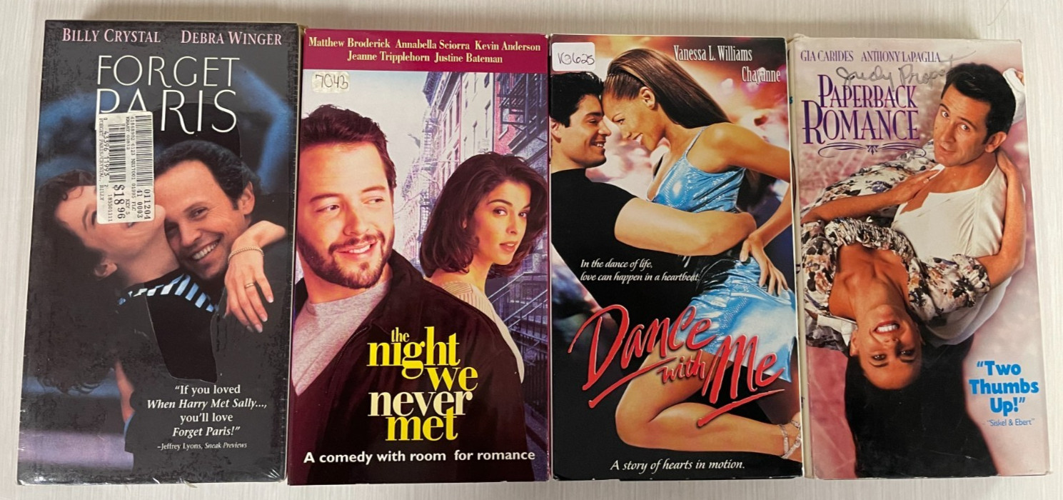 4 VHS Forget Paris Dance with Me Paperback Romance & The Night we Never Met