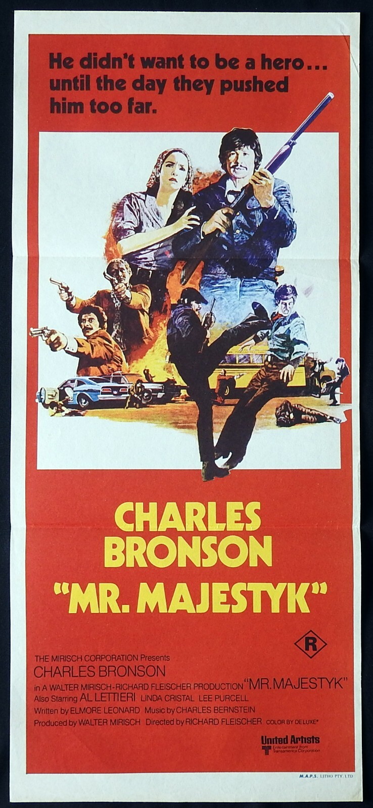 MR MAJESTYK Original daybill Movie poster Charles Bronson Linda Cristal