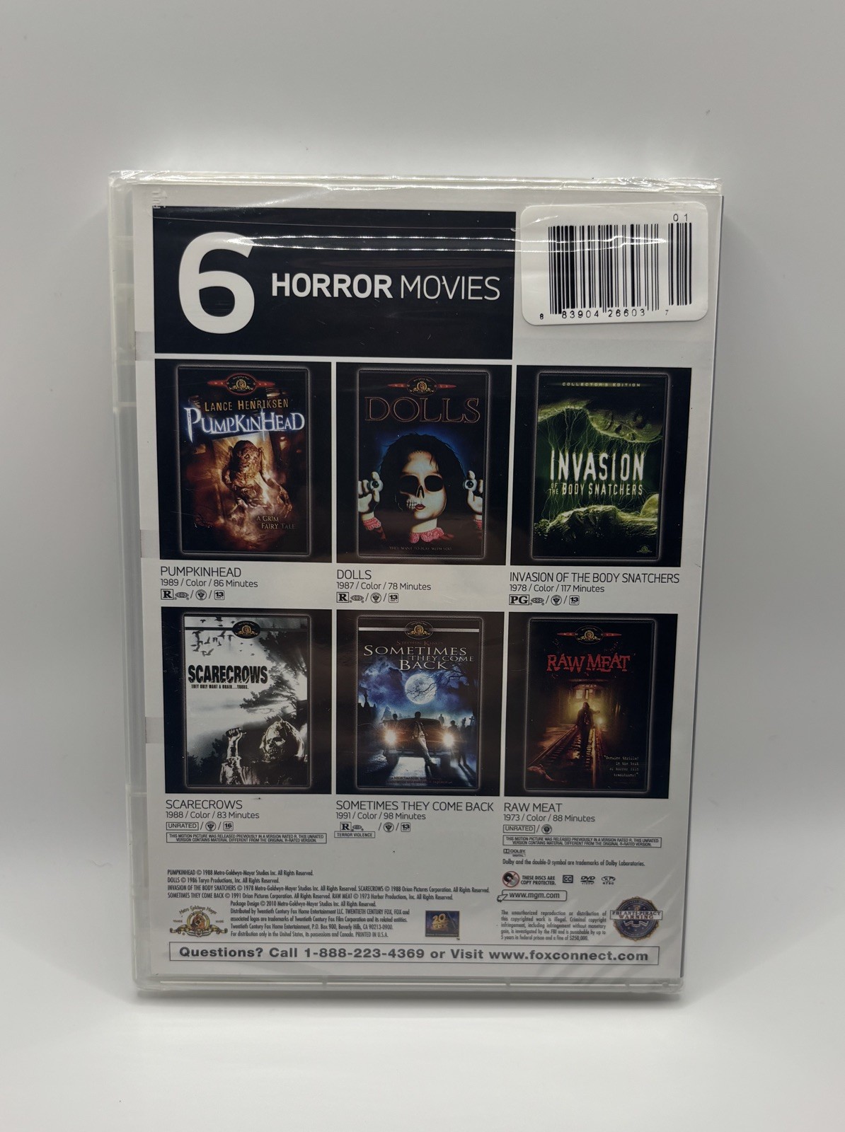 6 Horror Movies MGM Movie Collection Rare OOP! Brand New & Sealed