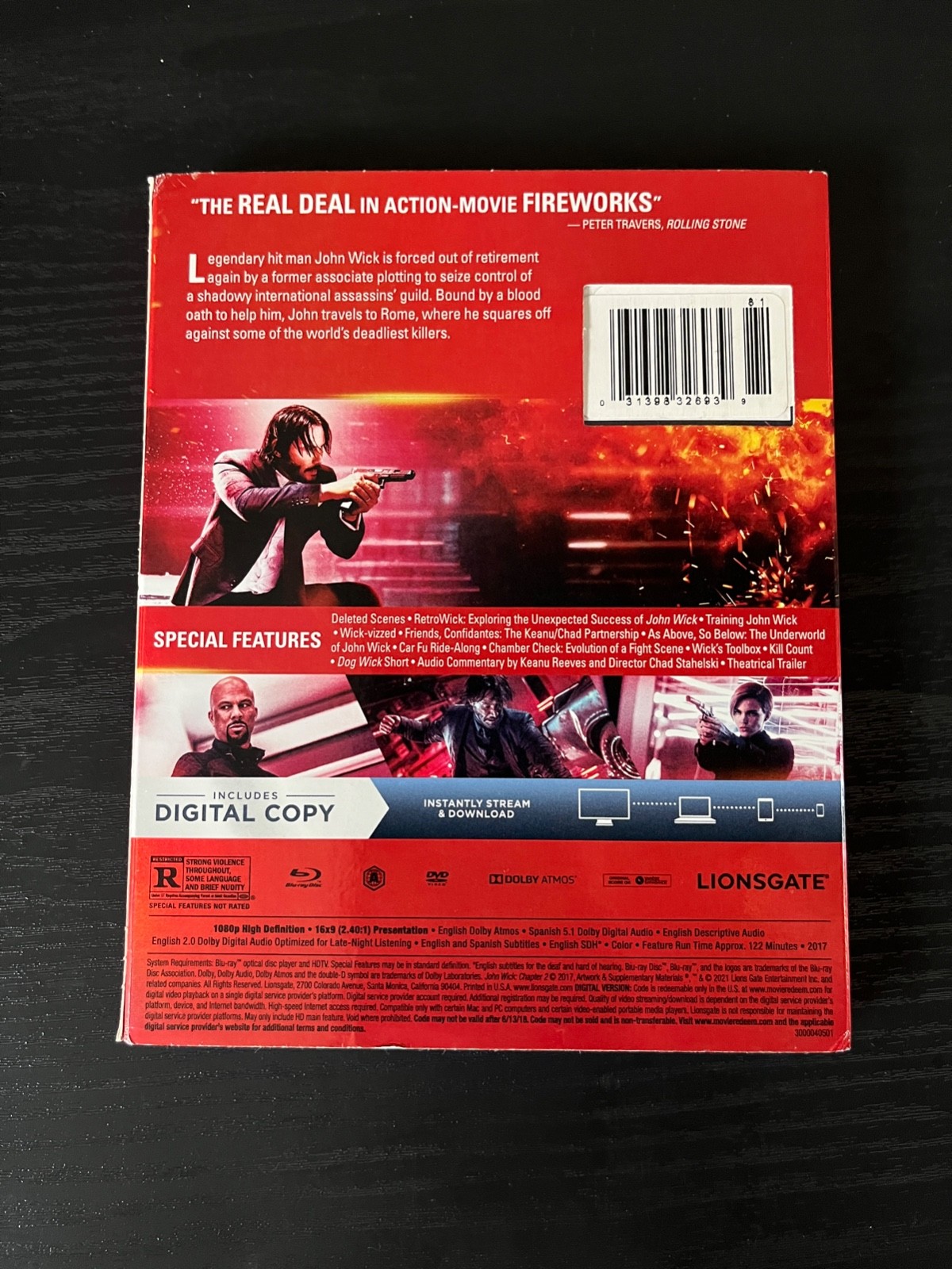 JOHN WICK CHAPTER 2, BLU RAY WITH SLIP COVER