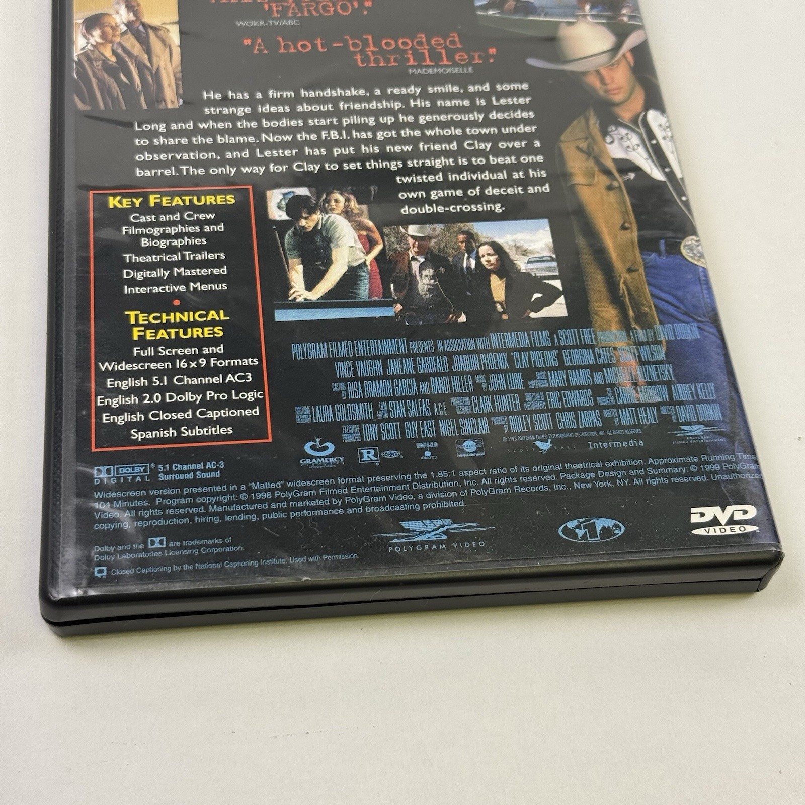 Clay Pigeons (DVD, 1996) Vince Vaughn, Joaquin Phoenix, David Dobkin Ships Free