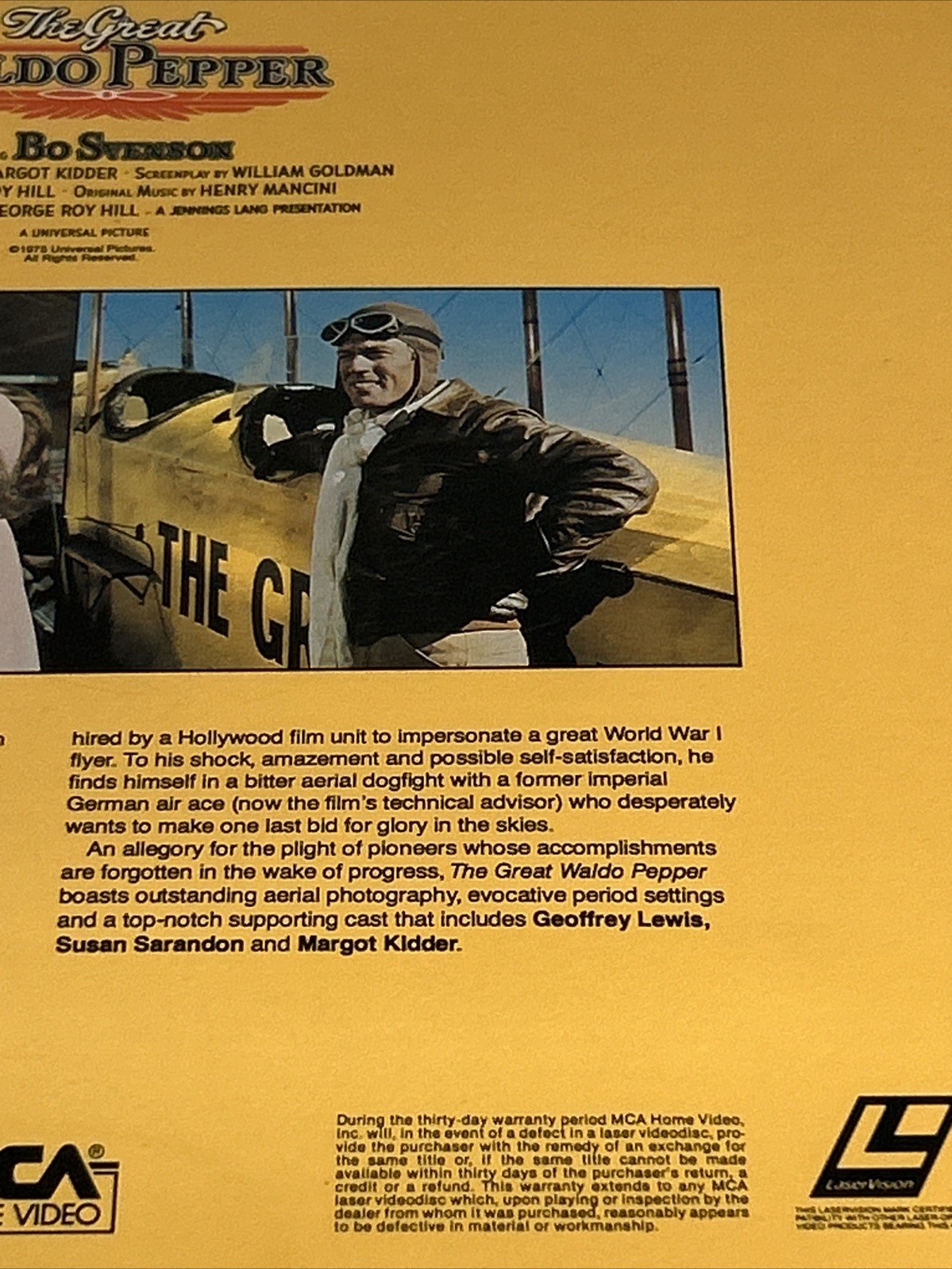 “The Great Waldo Pepper” (1975) George Roy Hill Film LaserDisc W/Robert Redford