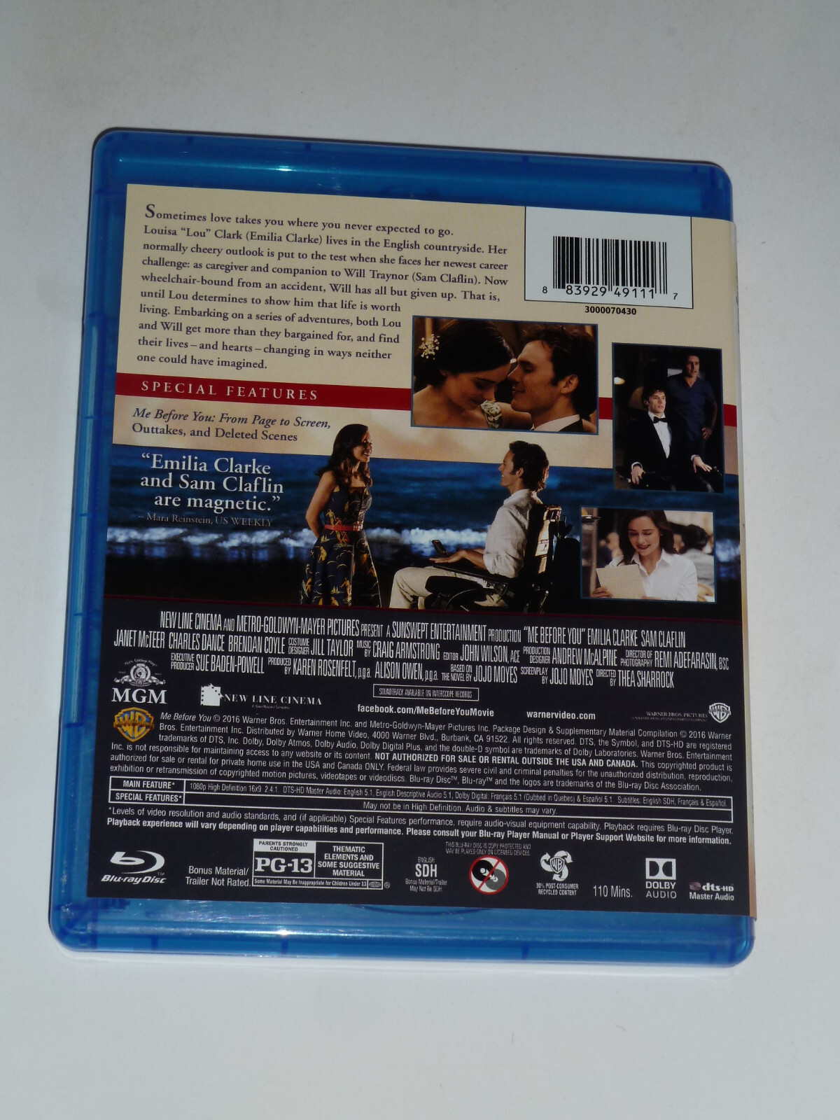 Me Before You Blu-ray 2016 romance movie Emilia Clarke Sam Clafin!