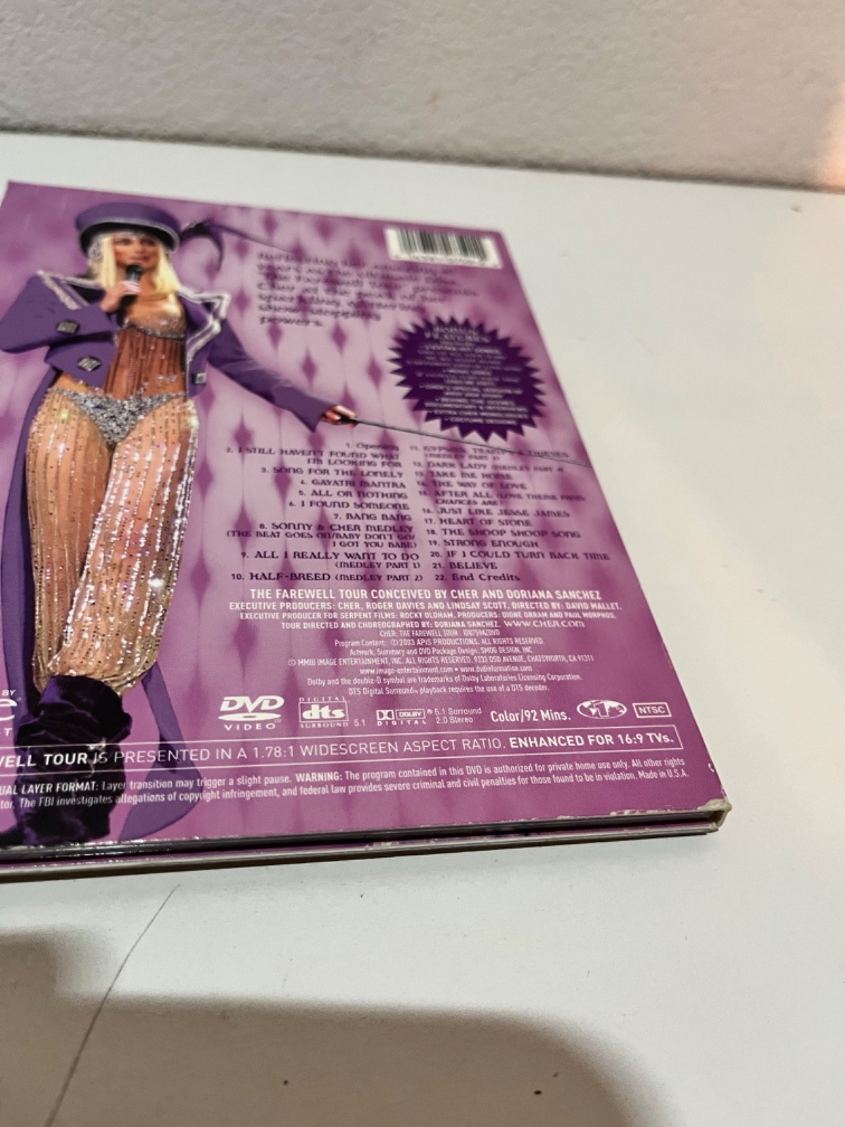 Cher Farewell Tour DVD 2003 Lenticular Thin Cover 92 minutes