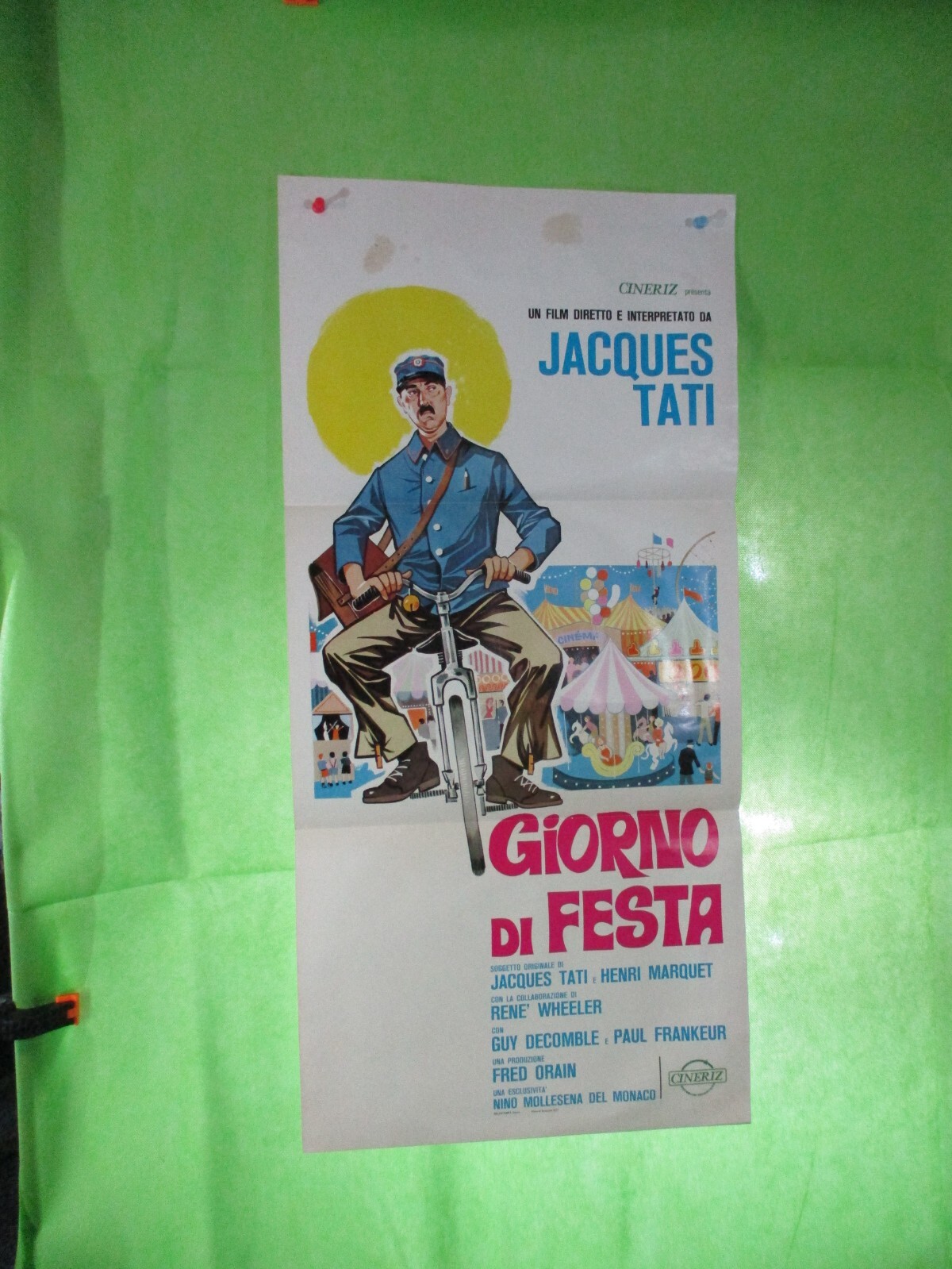 GIORNO DI FESTA locandina originale 1949 JACQUES TATI