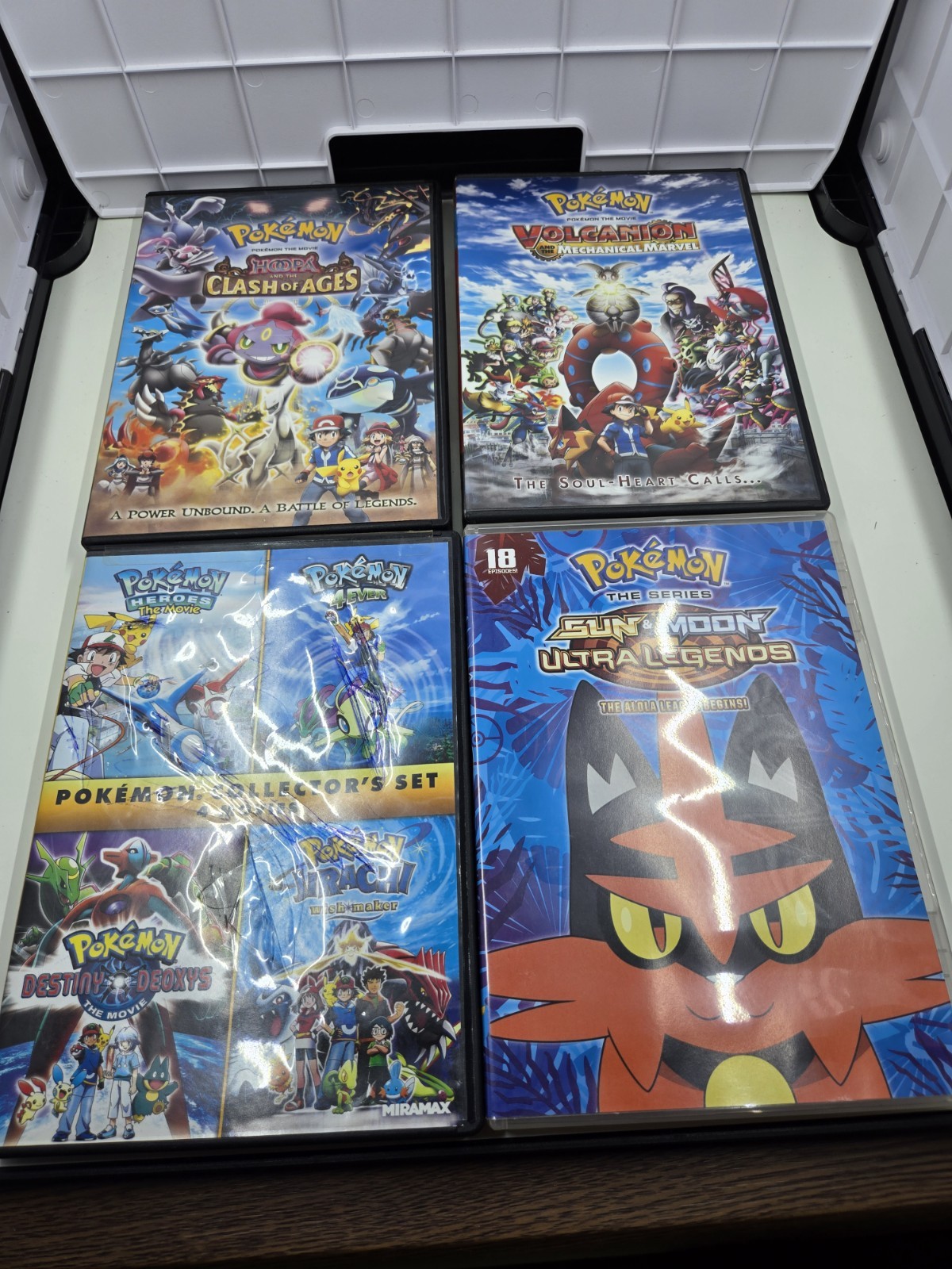 (7) Pokemon DVD Lot – Sun & Moon, Volcanion, Clash Of Ages, Heros, 4 Ever + More