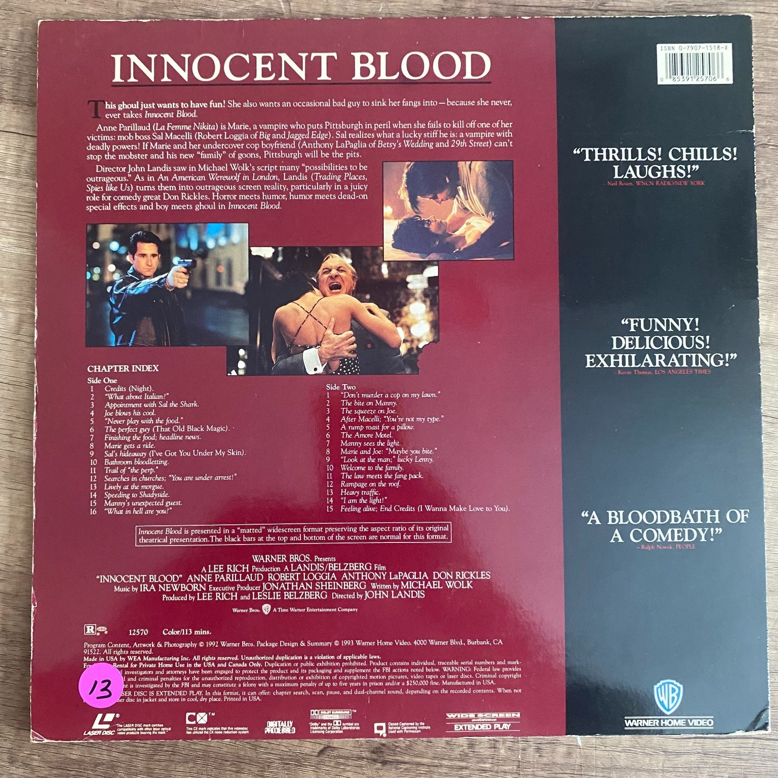 Innocent Blood LaserDisc 1992 Horror Comedy Director John Landis WB