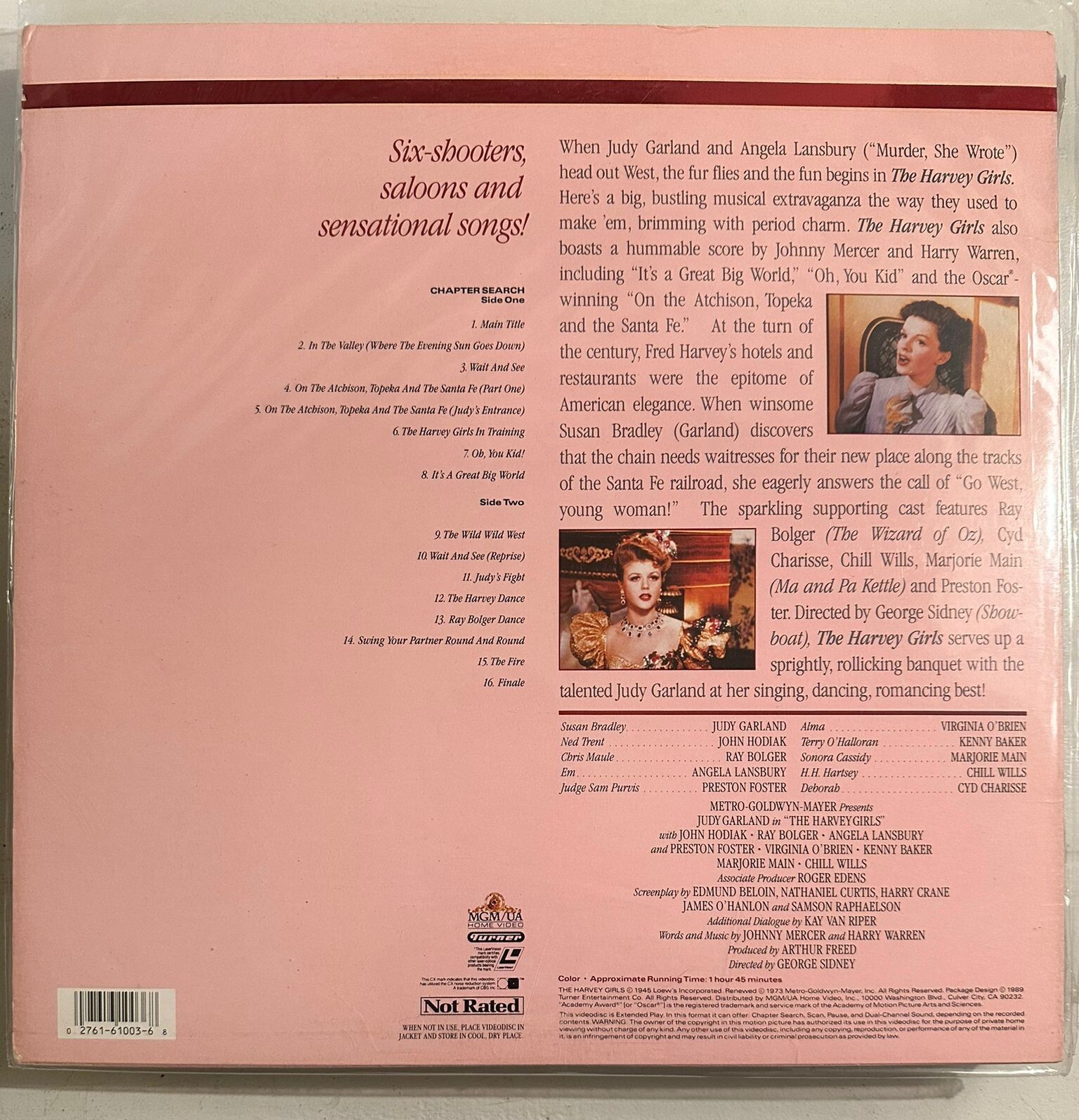 THE HARVEY GIRLS – LASERDISC – JUDY GARLAND, ANGELA LANSBURY -EXTENDED – VG+ A18
