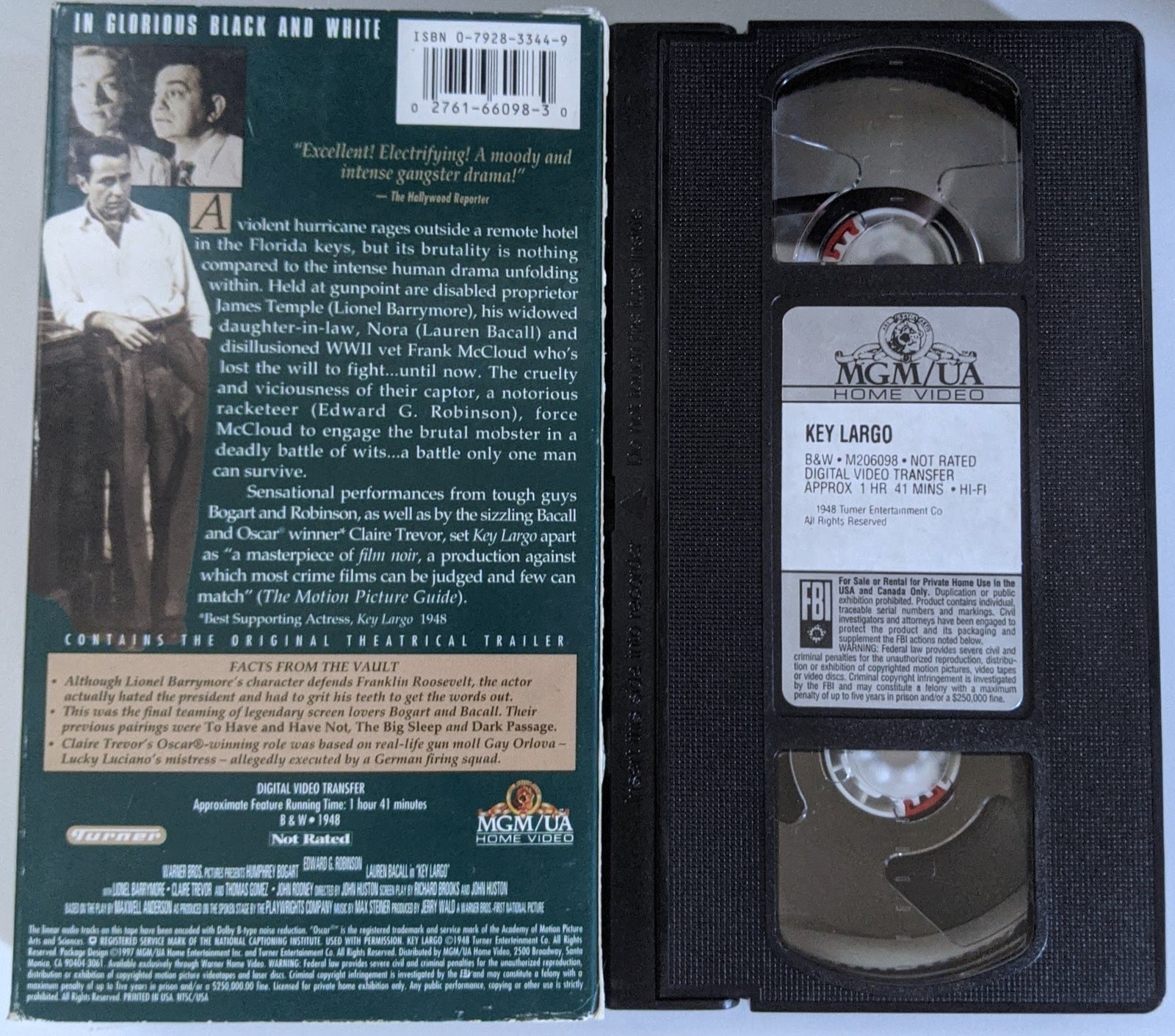 Key Largo VHS Crime Movie Tape TESTED Original VCR