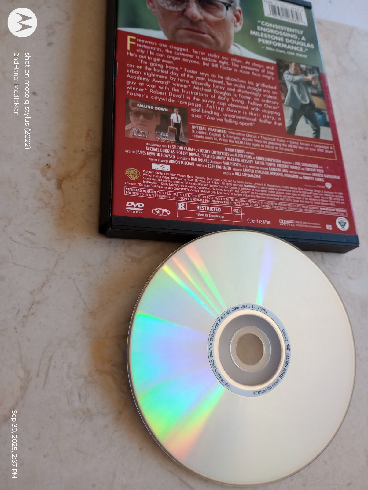 FALLING DOWN SNAPCASE DVD MICHAEL DOUGLAS