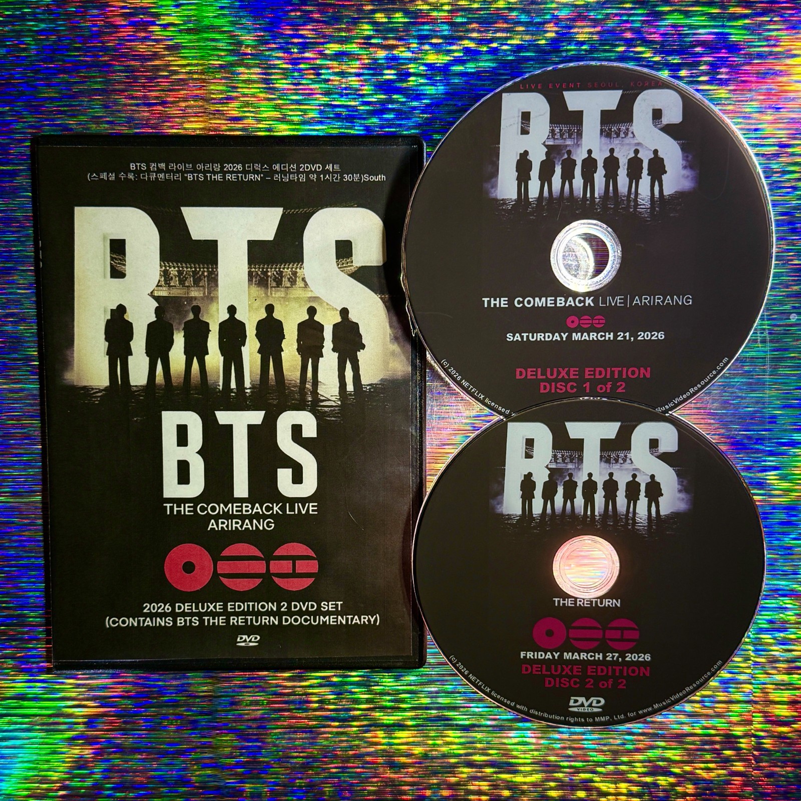 BTS COMEBACK LIVE ARIRANG 2026 DELUXE EDITION 2 DVD Set and THE RETURN DOC ARMY