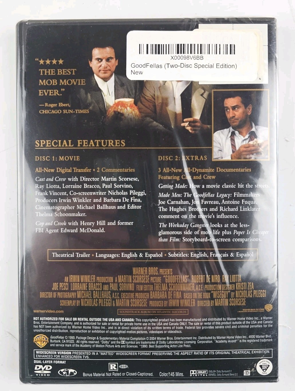Goodfellas (DVD, 2004, 2-Disc Set, Special Edition) Brand New Sealed