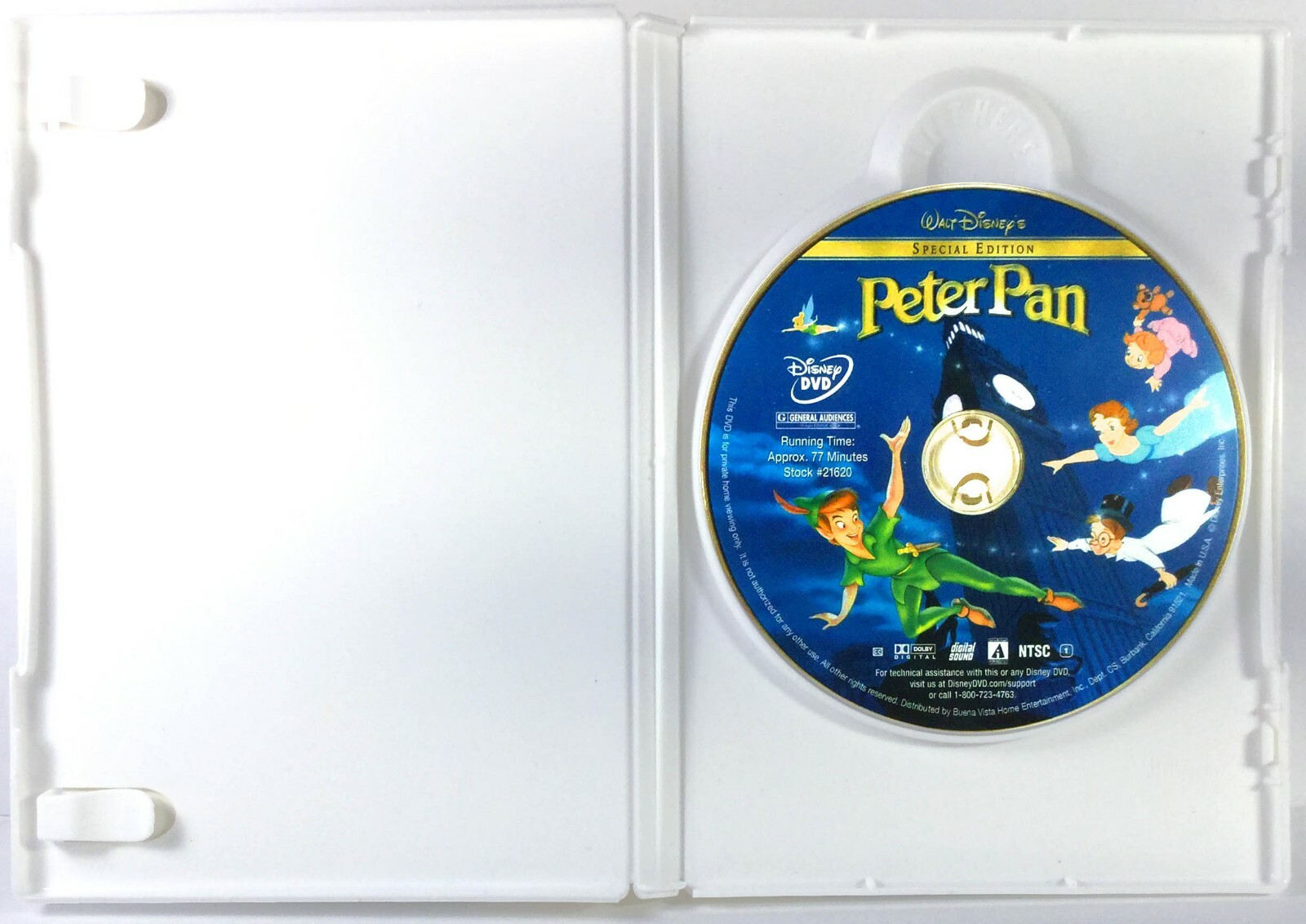 Walt Disney’s – Peter Pan (DVD, 1953, Special Full Screen Ed) Bobby Driscoll