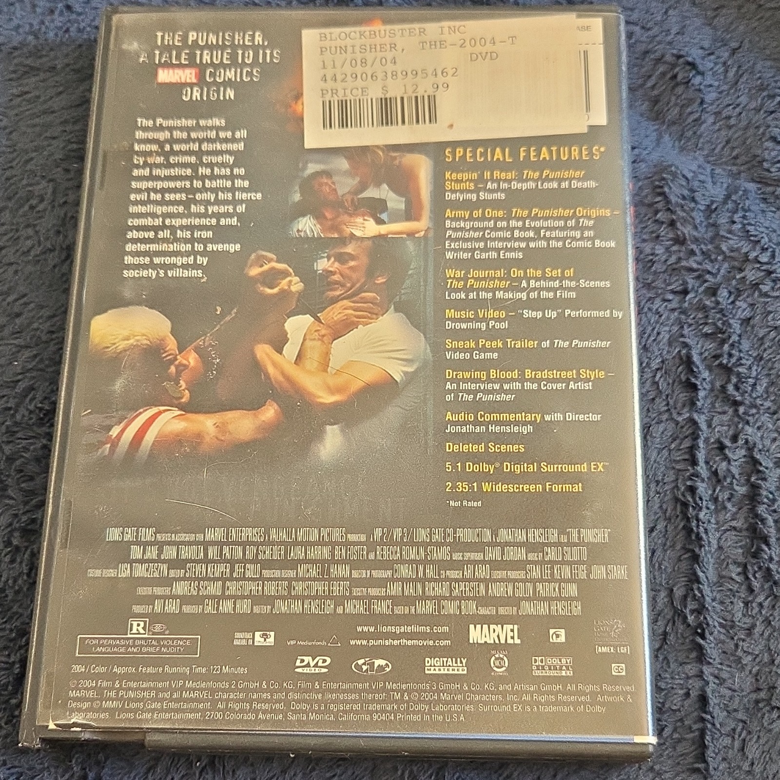 Lions Gate Films The Punisher DVD Widescreen Deleted Scenes R 2004 124min