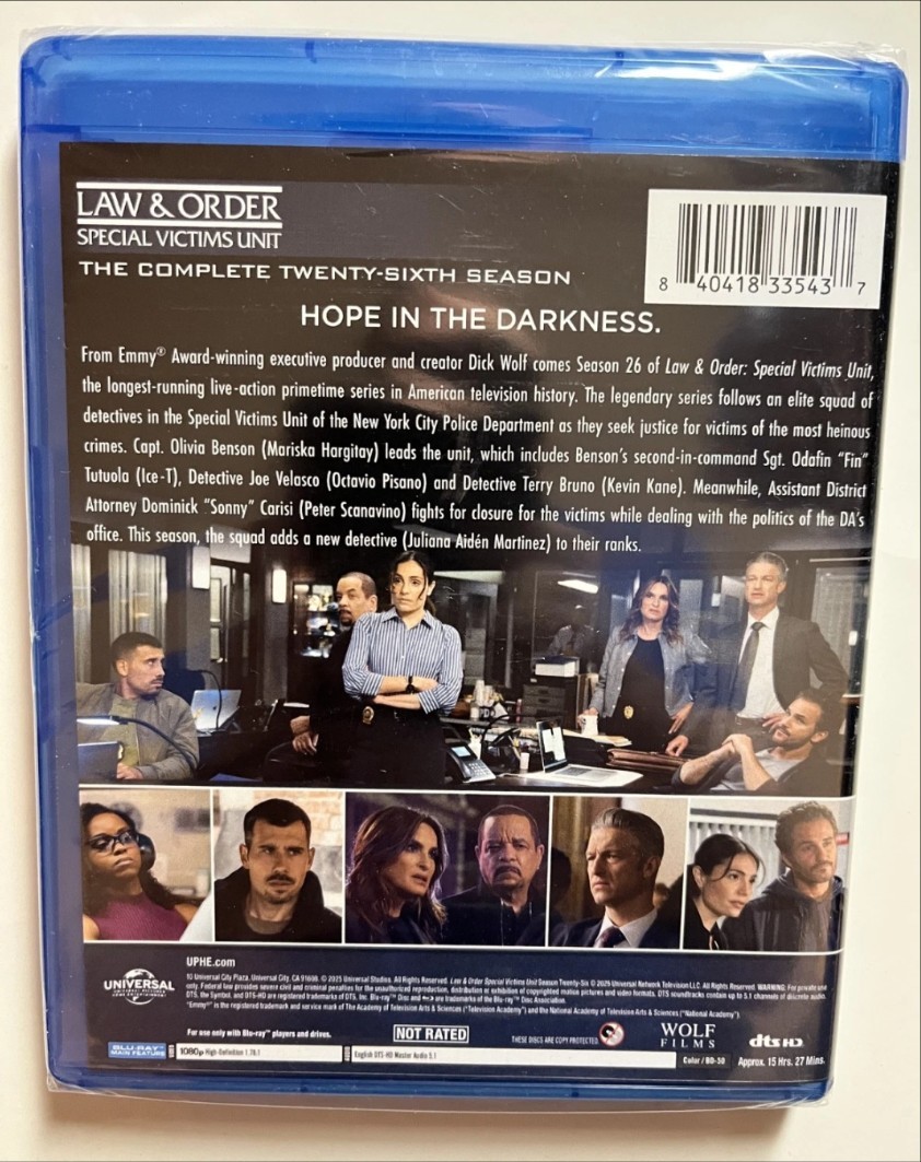 Law & Order: SVU Special Victims Unit – Season 26 Blu-ray USA Release New Sealed