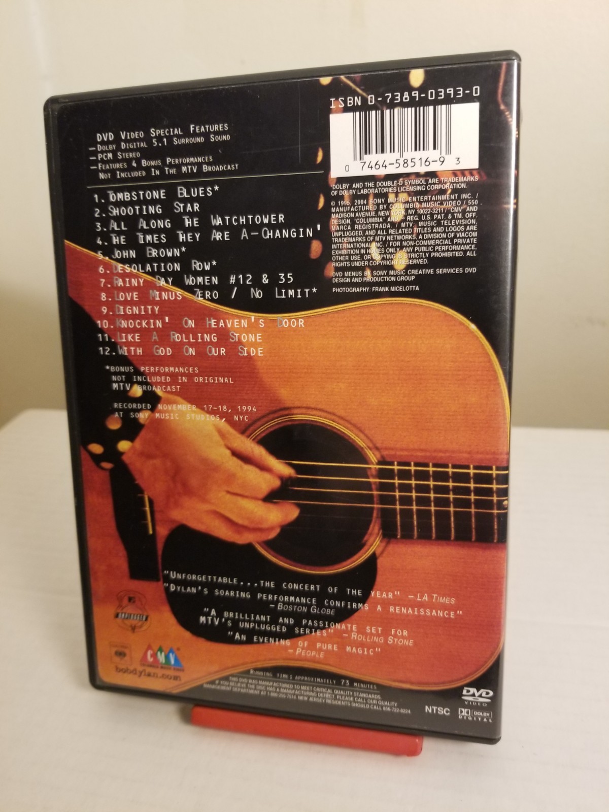Bob Dylan – MTV Unplugged (DVD, 2004) 12 SONGS RUNNING TIME 1HR:13MIN, NTSC DVD